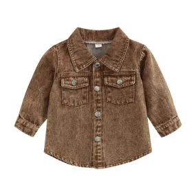 Miller - Boys Denim Jacket Shirt , Tan Acid Wash