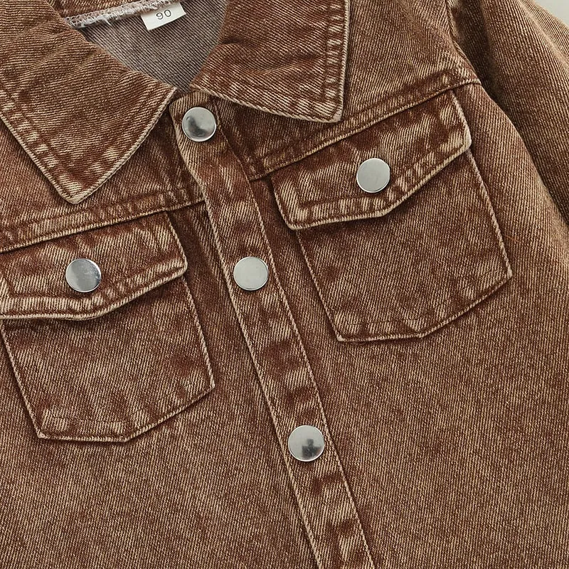 Miller - Boys Denim Jacket Shirt , Tan Acid Wash