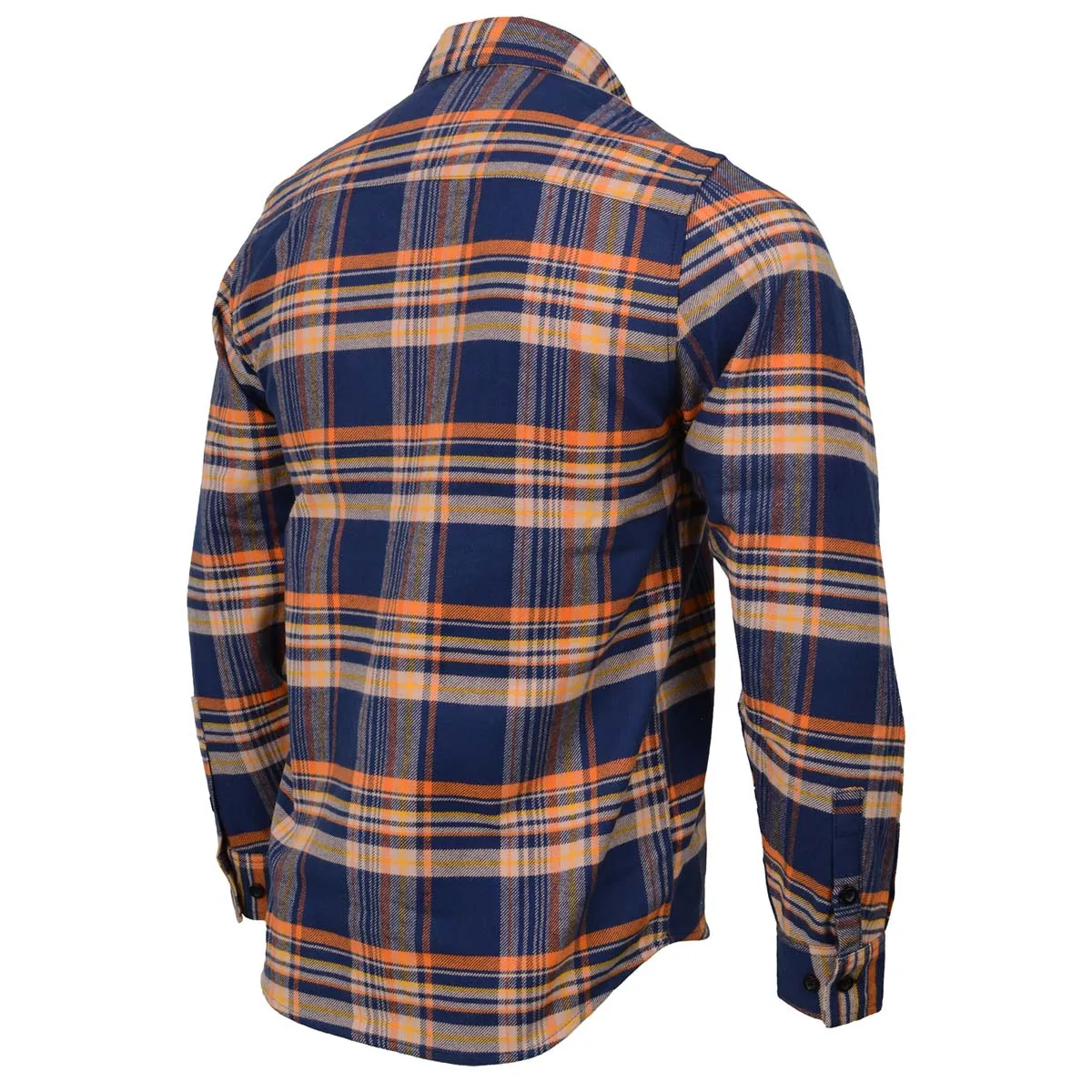 Milwaukee Leather MNG11700 | Men's 'The Wolfman' Blue/Orange Long Sleeve 10.5-Oz Heavy-Duty Cotton Flannel Shirt