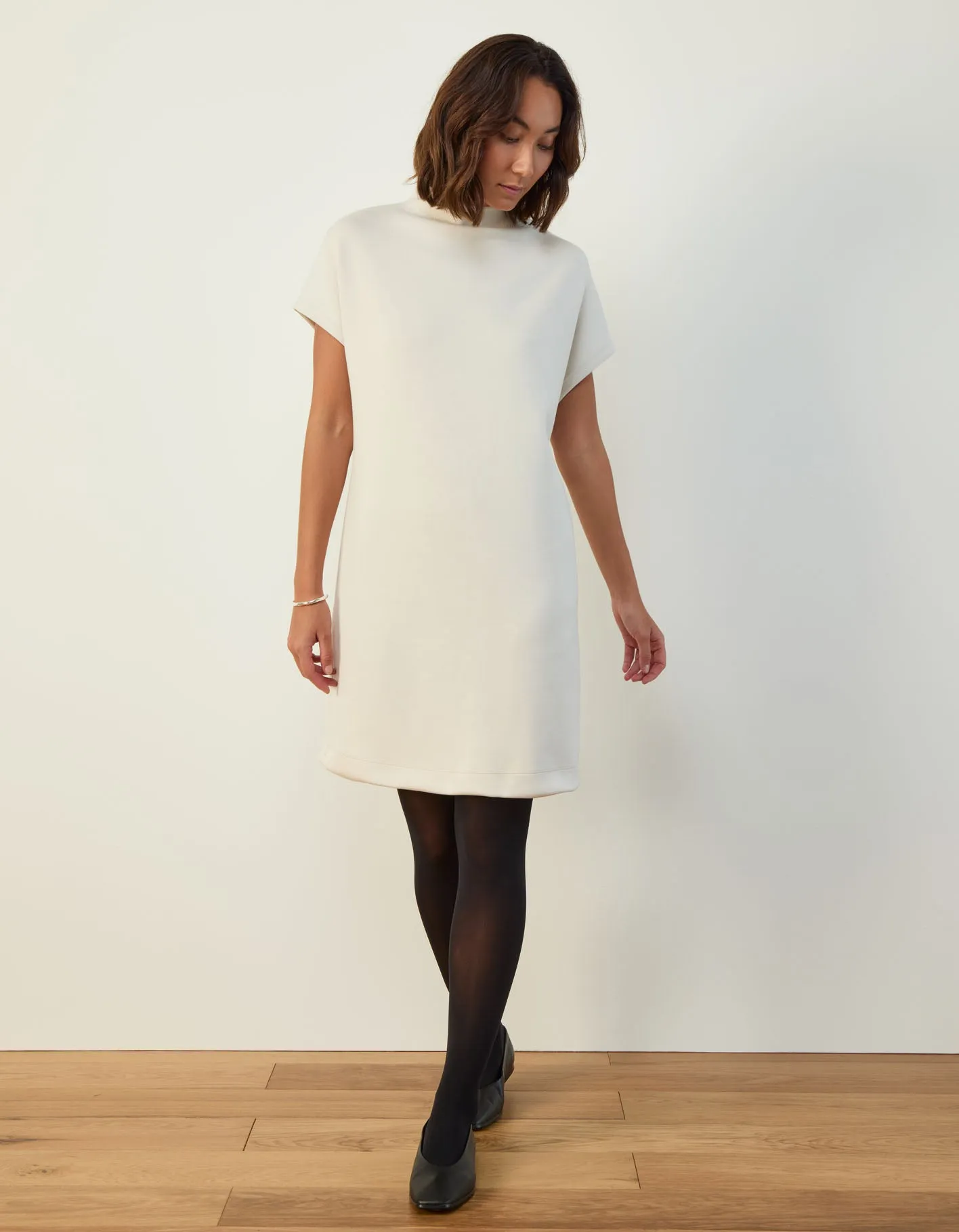 Mock Neck Shift Dress