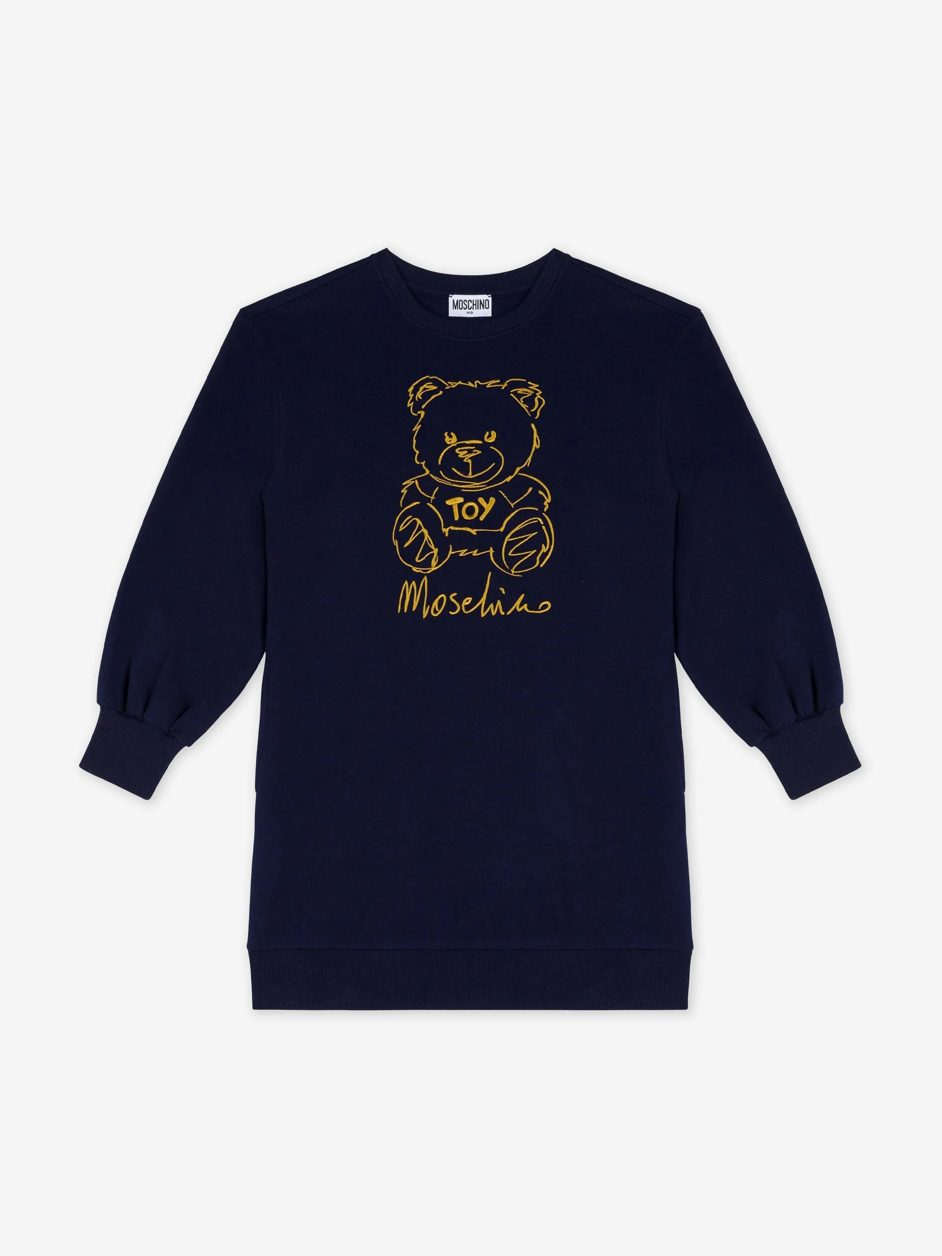 Moschino Girls Bear Logo Sweater Dress in Navy