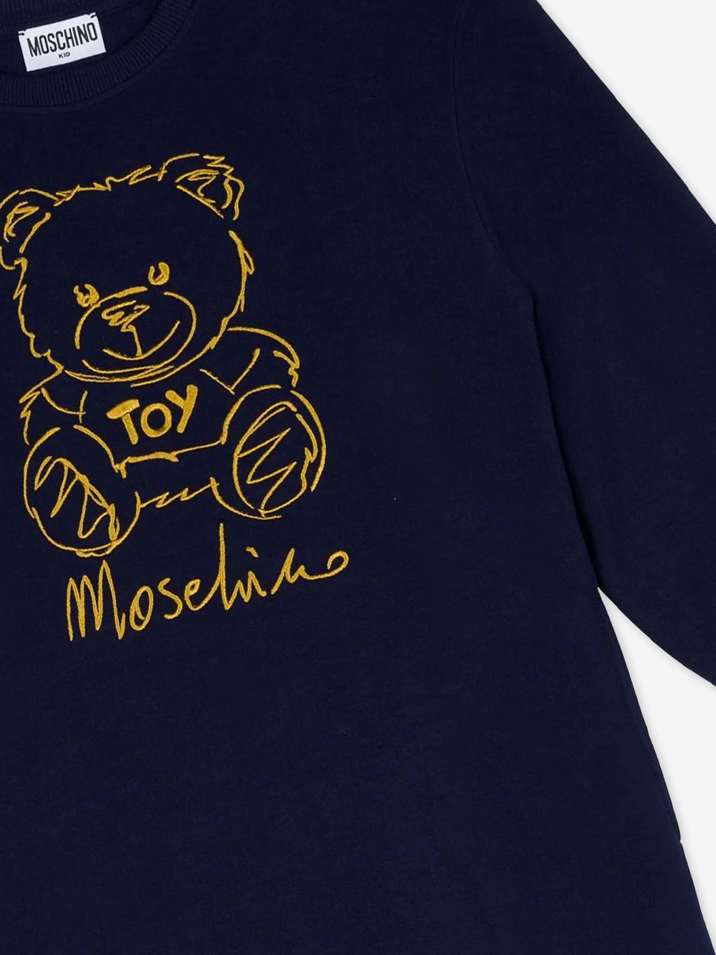 Moschino Girls Bear Logo Sweater Dress in Navy