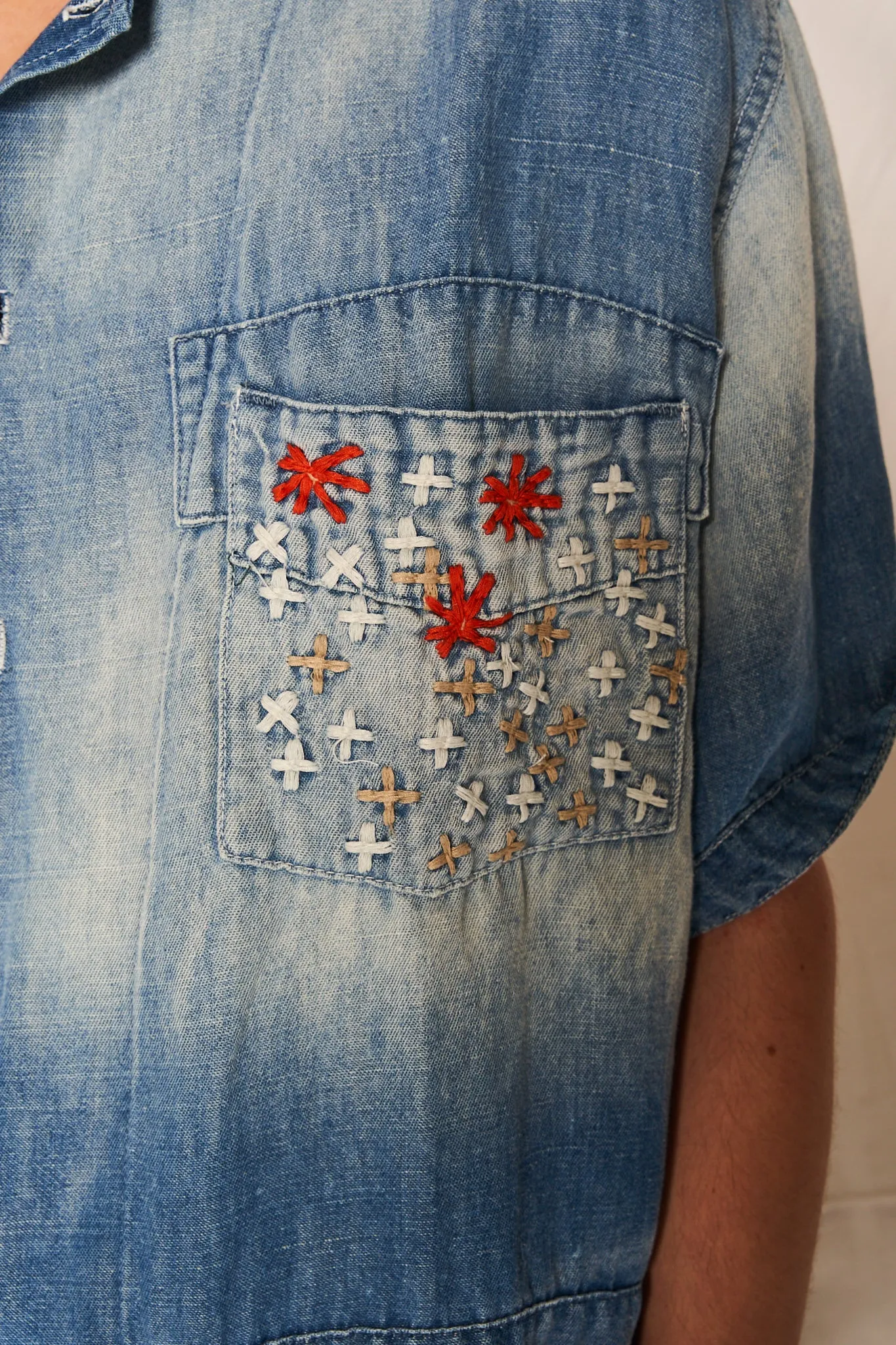 Oaxaca Shirt Hemp Denim Embroidery Love