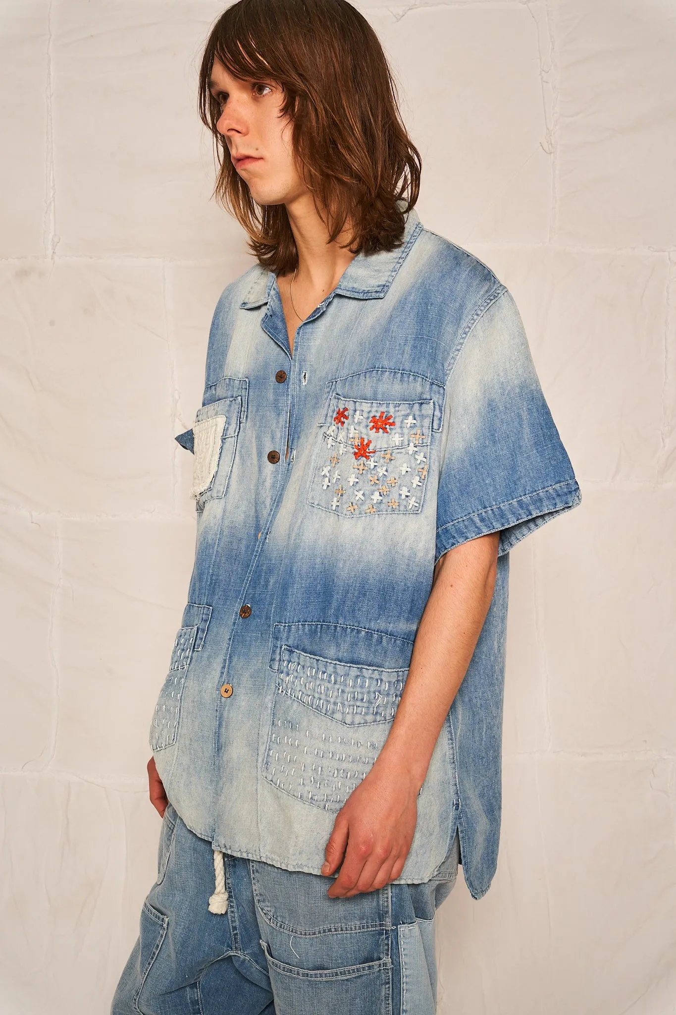 Oaxaca Shirt Hemp Denim Embroidery Love