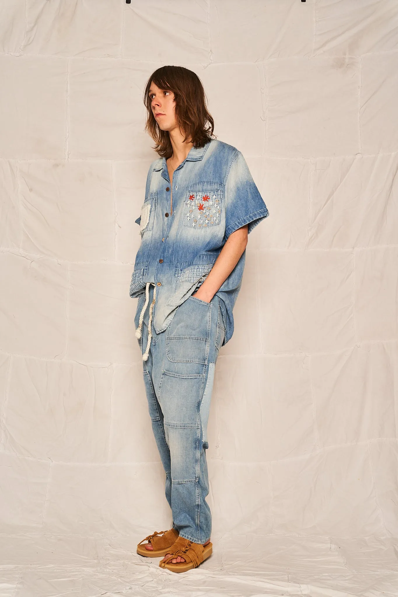 Oaxaca Shirt Hemp Denim Embroidery Love