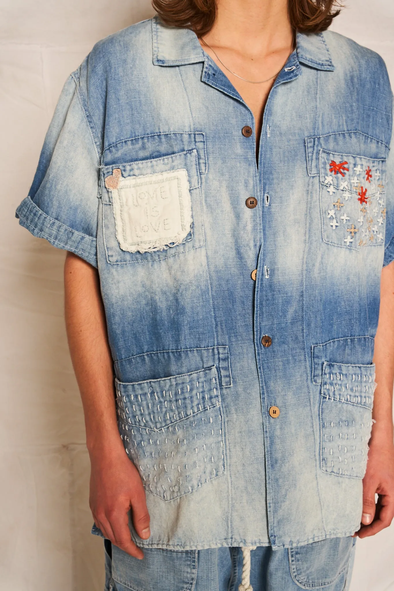 Oaxaca Shirt Hemp Denim Embroidery Love