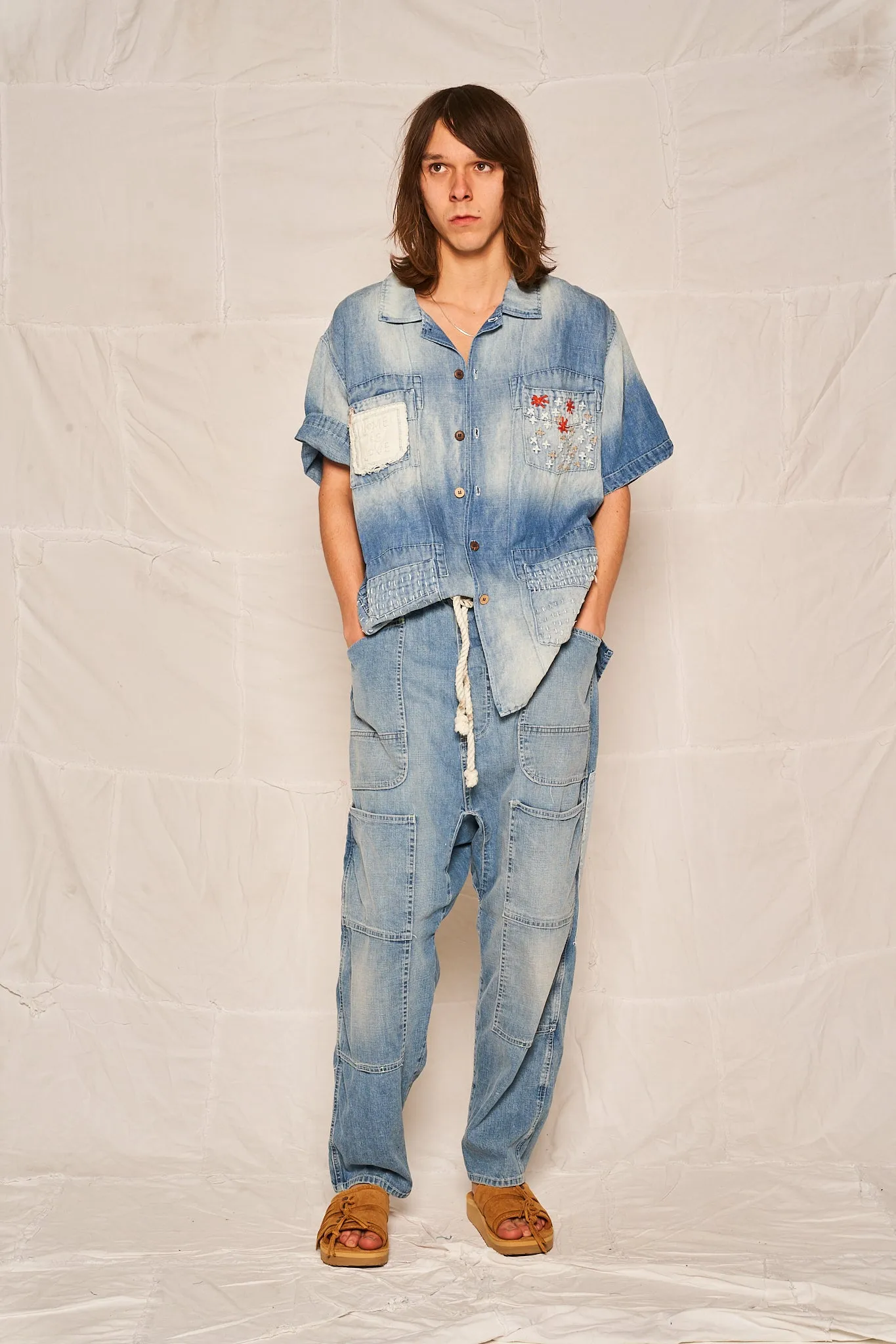 Oaxaca Shirt Hemp Denim Embroidery Love