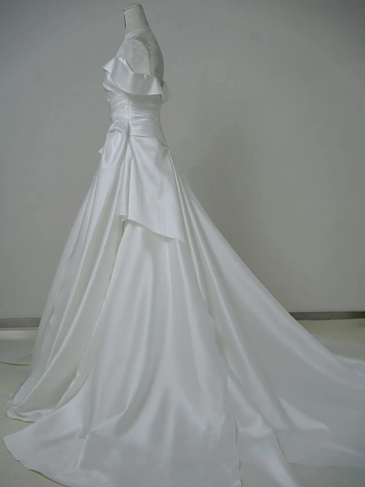 Off Shoulders Draping Silk Ball Gown Wedding Dress