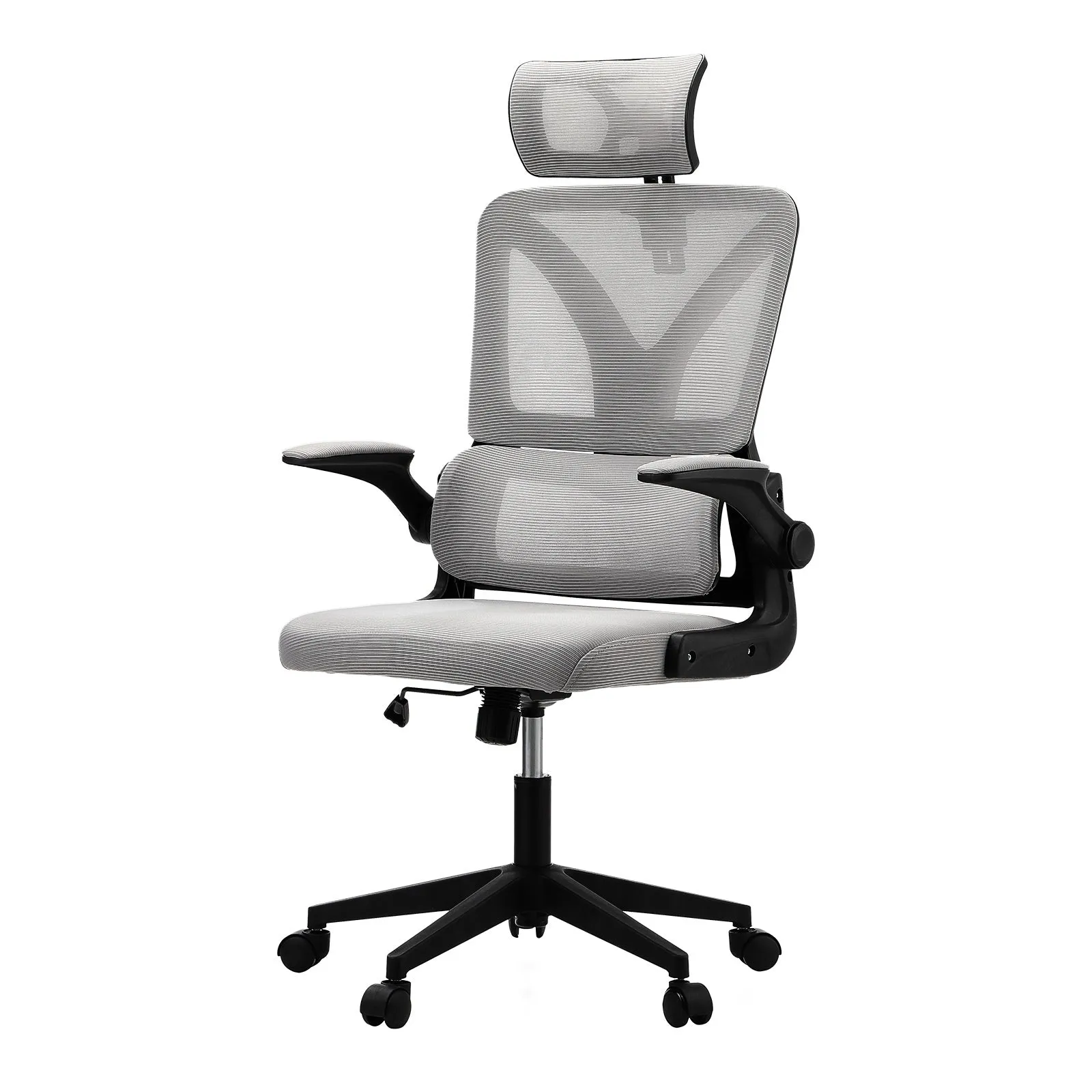 Oikiture Mesh Office Chair Adjustable Lumbar Support Reclining D-Shape BK&GY