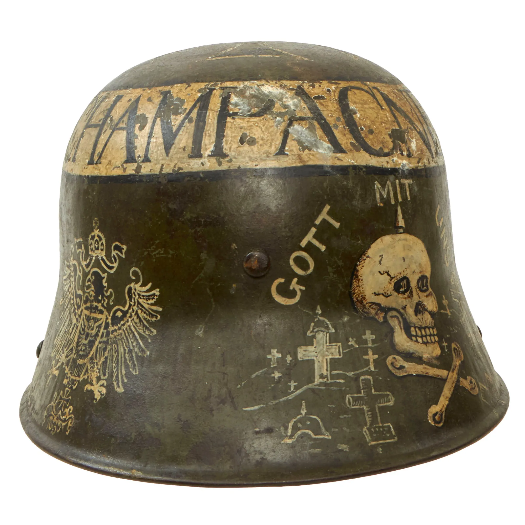 Original Imperial German WWI Named & Dated USGI Captured & Ornately Painted "368 Prussian" M16 Stahlhelm Helmet Shell - marked Si.66