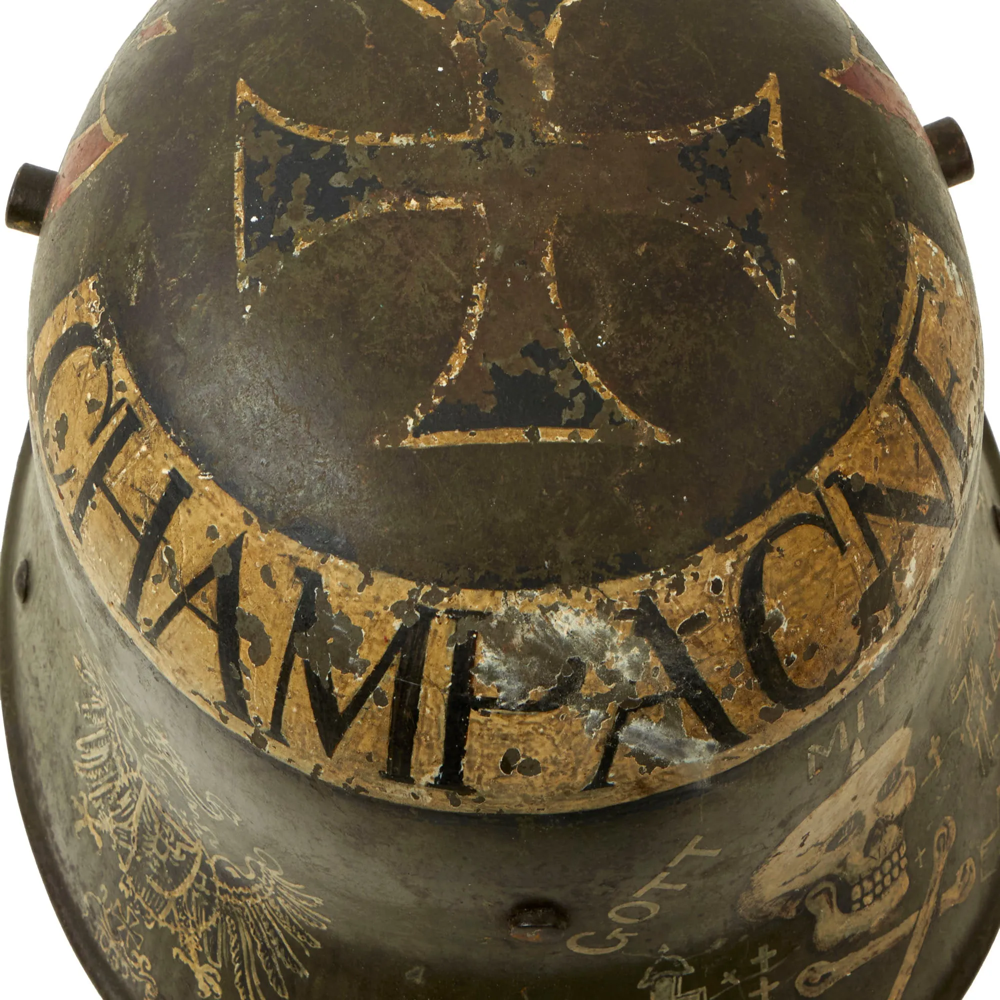 Original Imperial German WWI Named & Dated USGI Captured & Ornately Painted "368 Prussian" M16 Stahlhelm Helmet Shell - marked Si.66