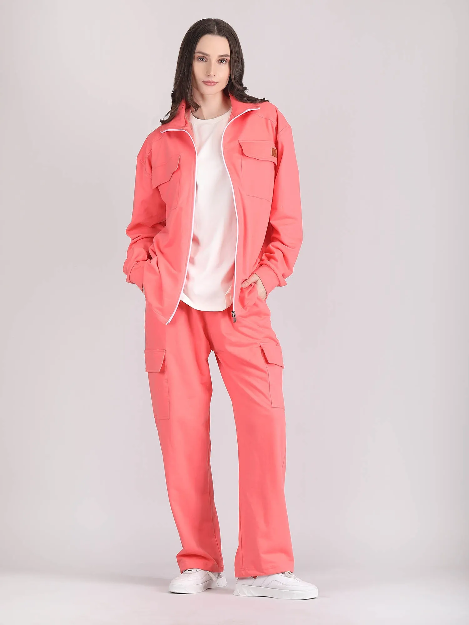 Oversized Cotton shacket co ord set women