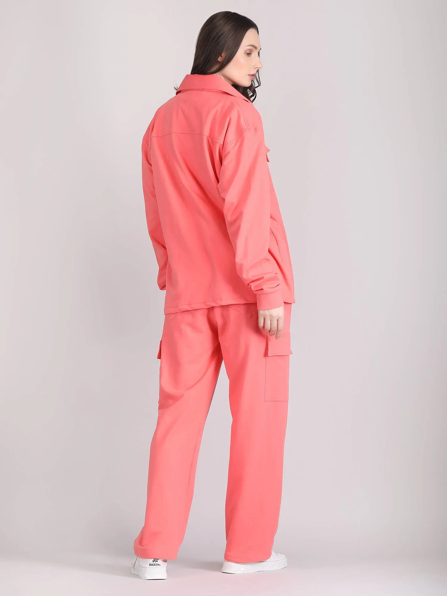 Oversized Cotton shacket co ord set women