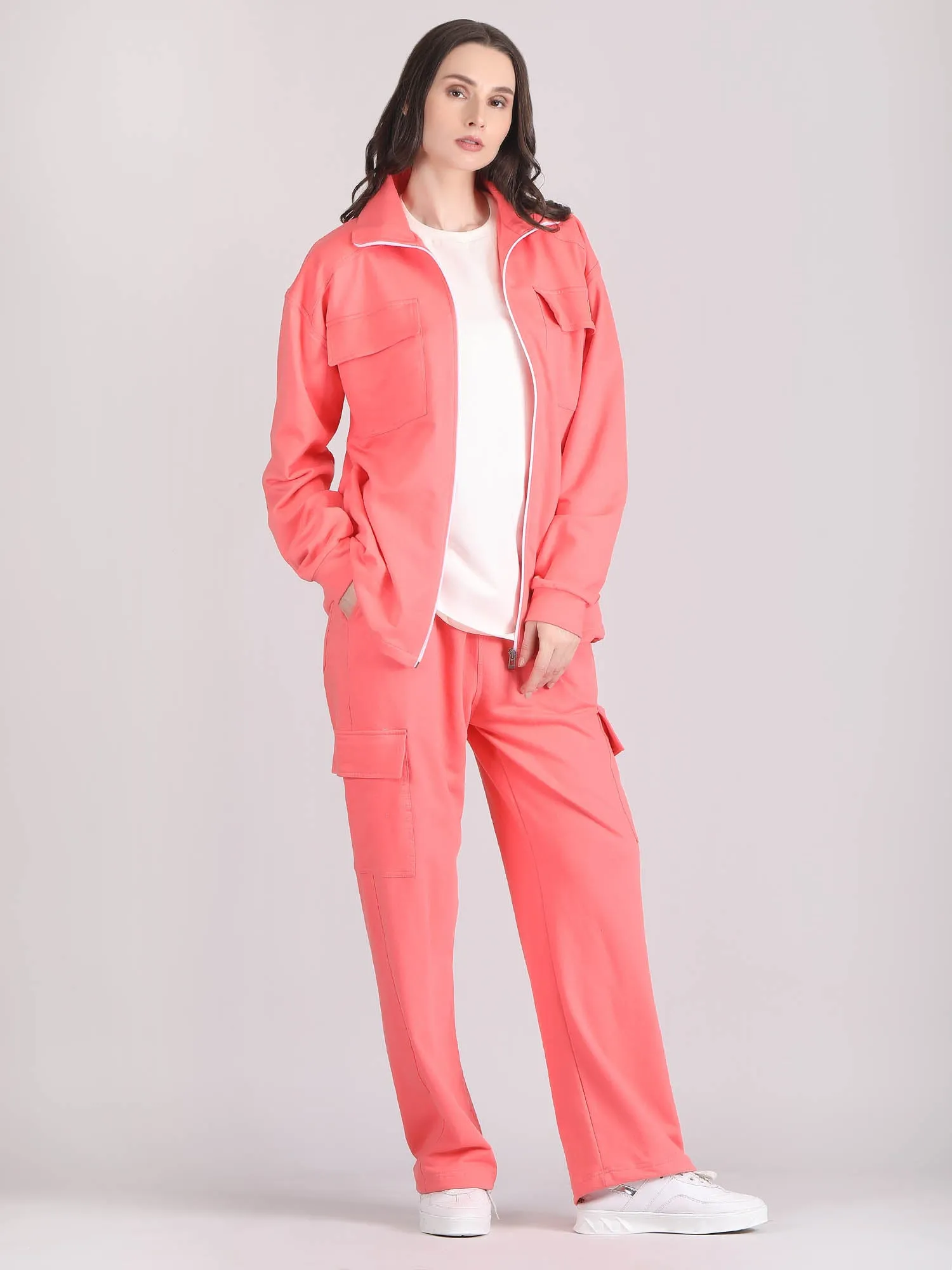 Oversized Cotton shacket co ord set women