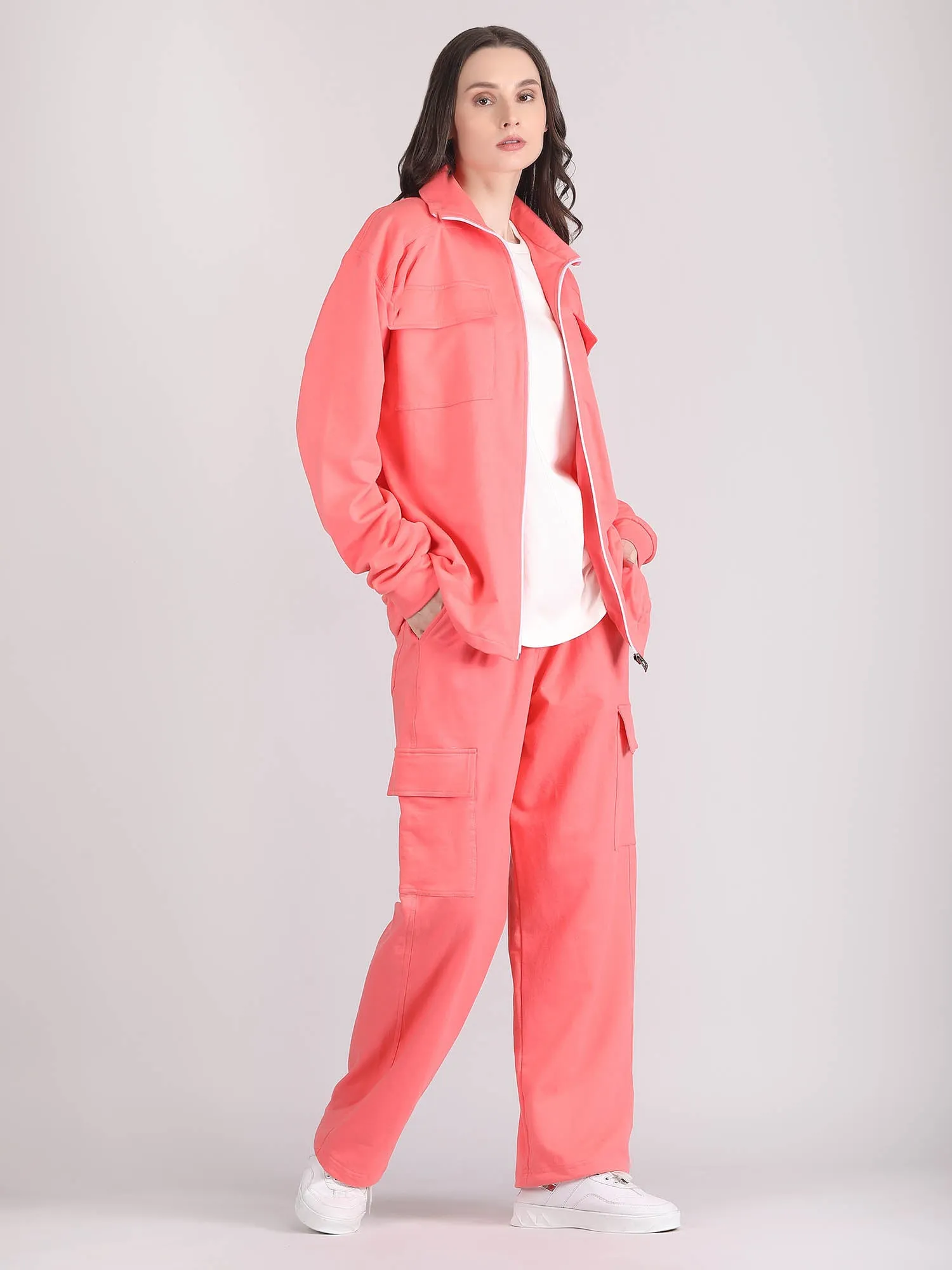 Oversized Cotton shacket co ord set women