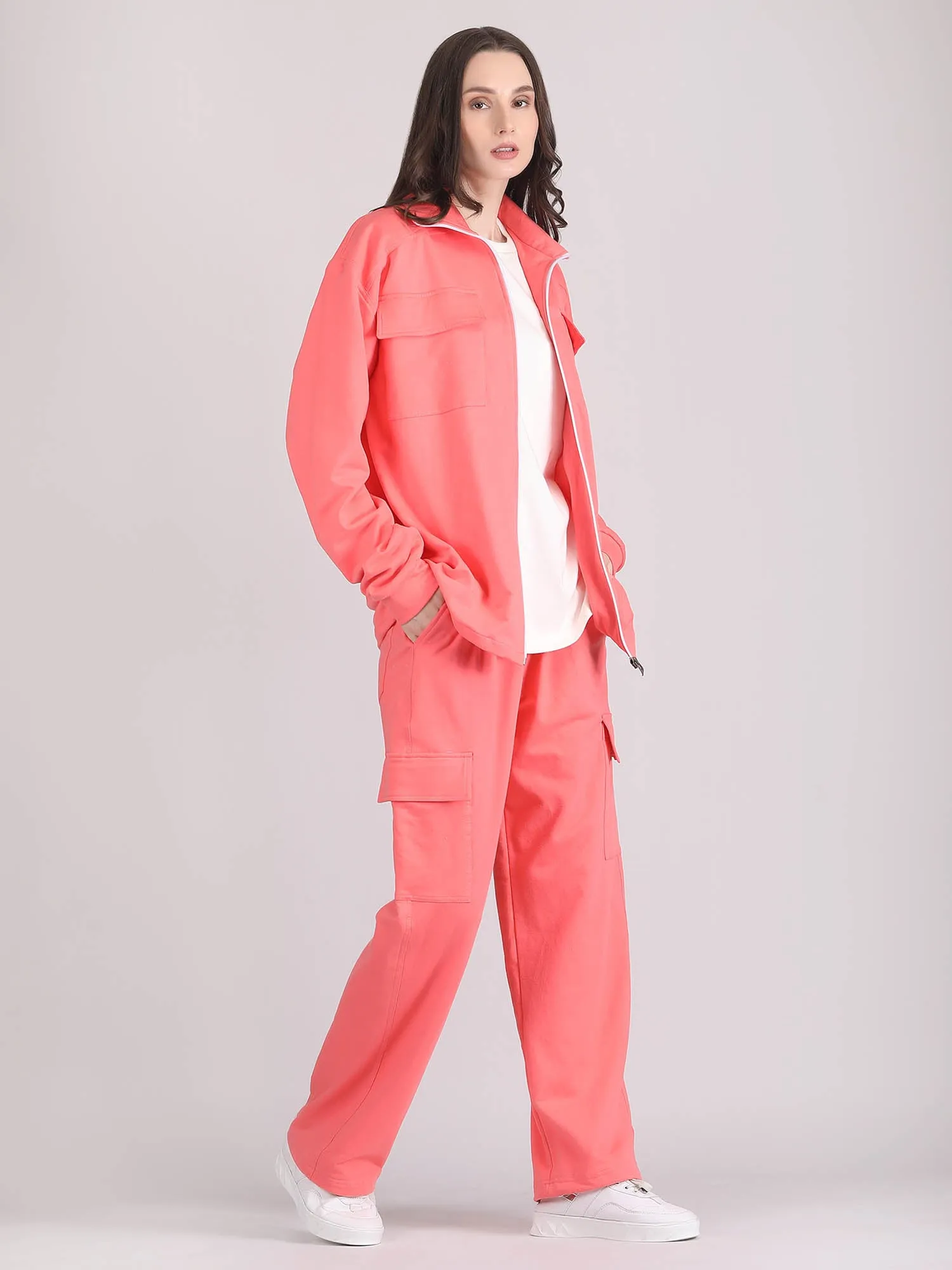 Oversized Cotton shacket co ord set women