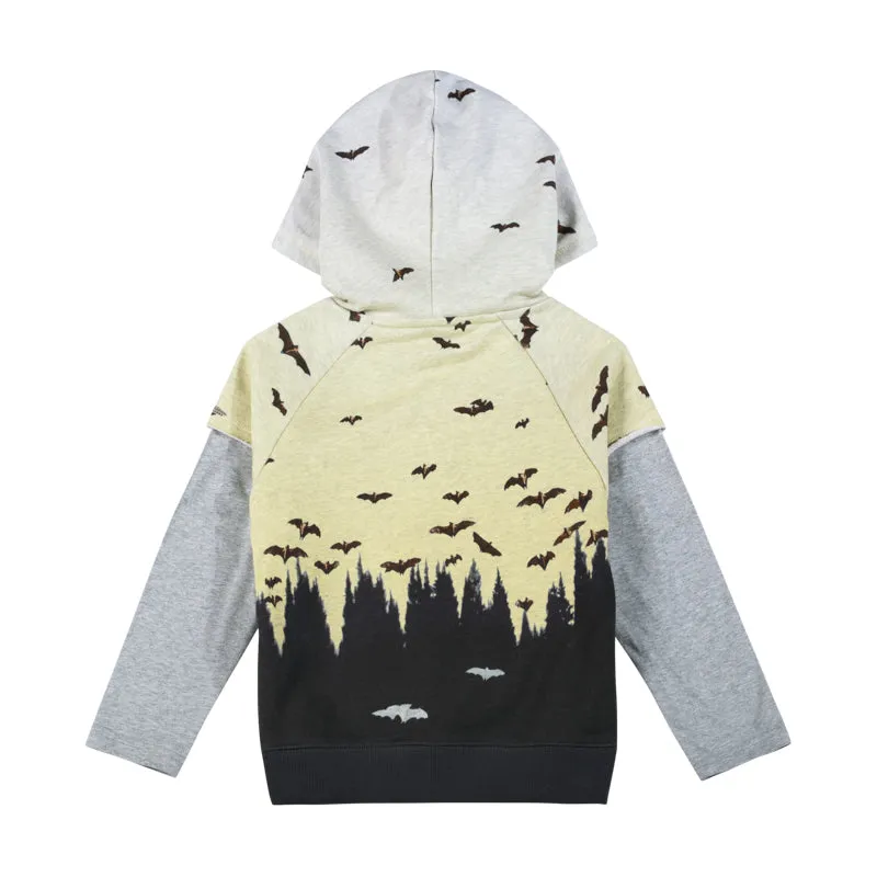 Paper wings - hooded double sleeve sweater - dusk flight