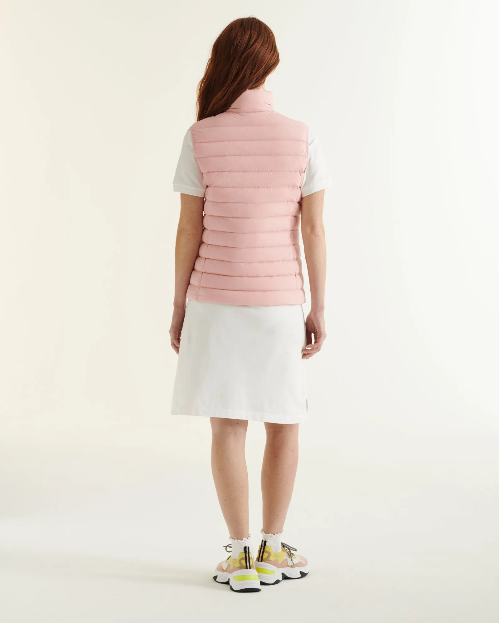 Peach pink Grenada stretch sleeveless puffer jacket