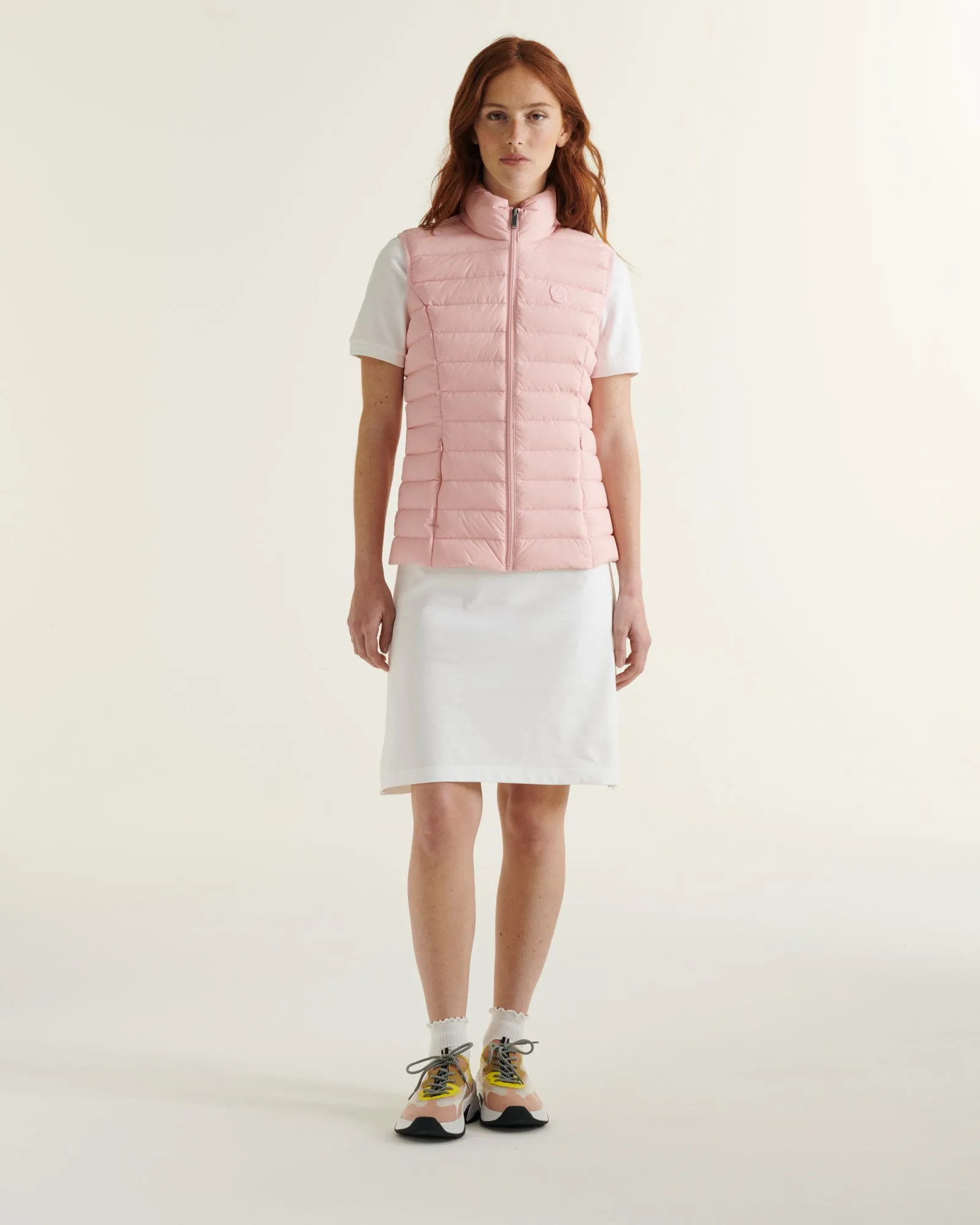 Peach pink Grenada stretch sleeveless puffer jacket