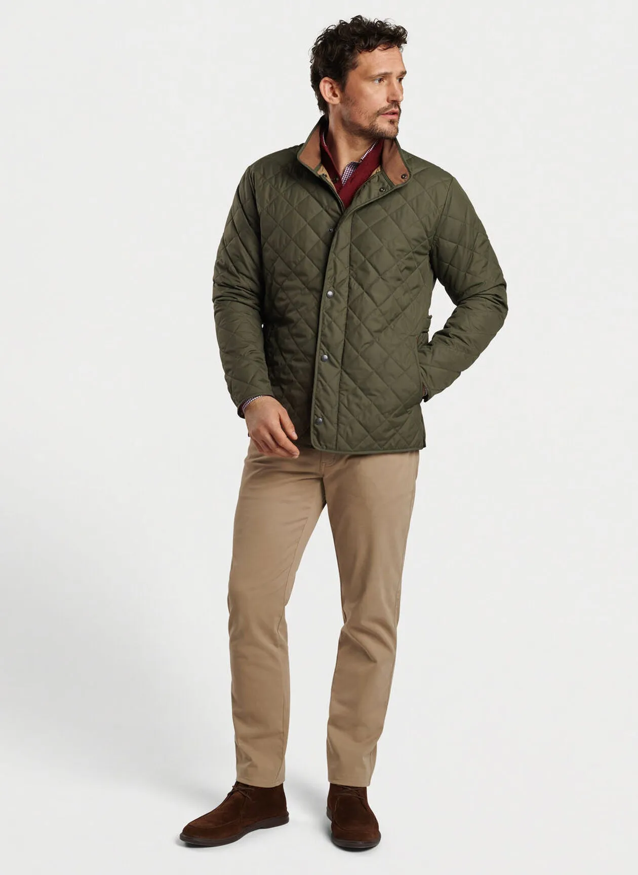 Peter Millar Mens Classic Fit Suffolk Coat - DARK OLIVE