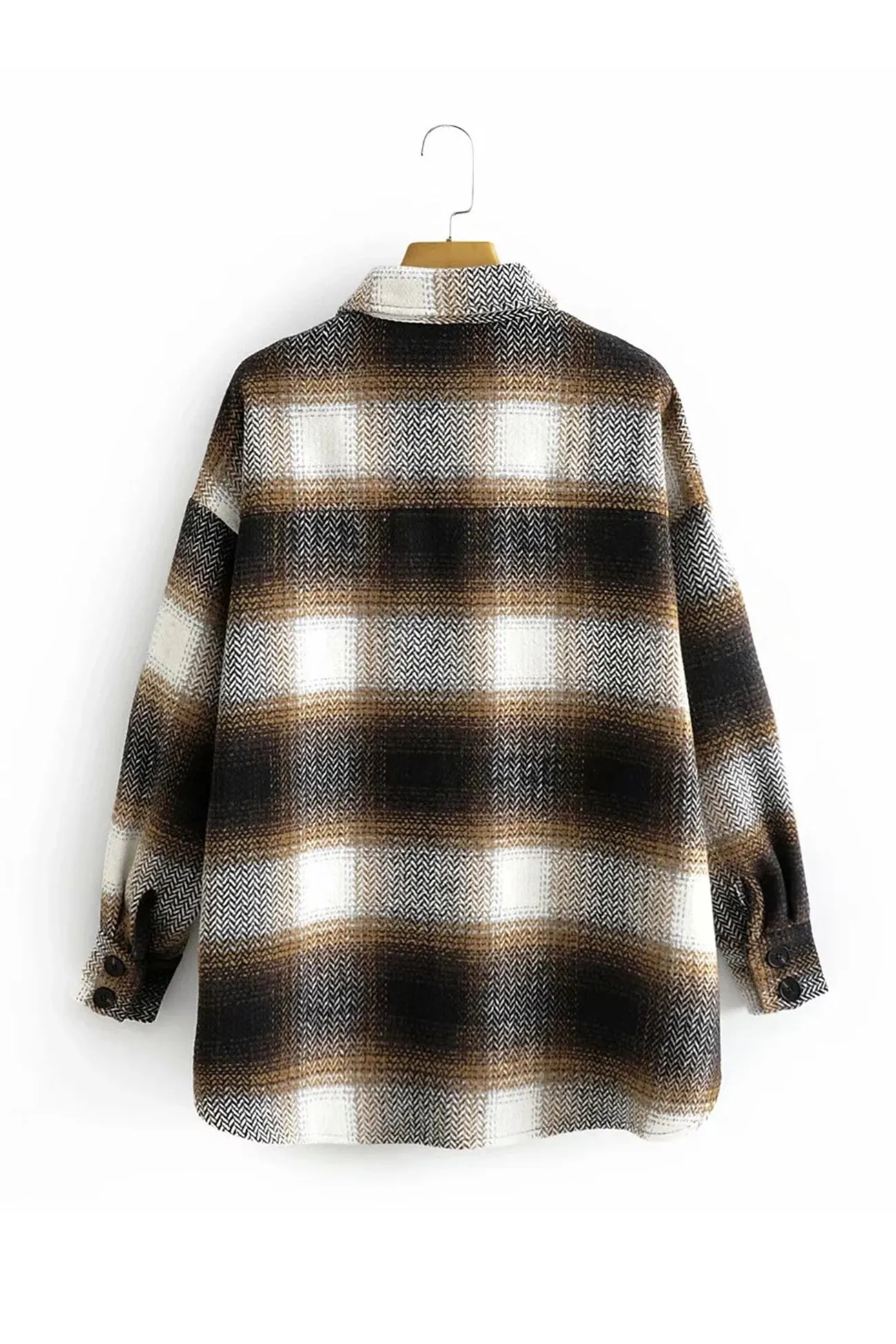 Plaid Lapel Pocket Long Sleeve Shacket