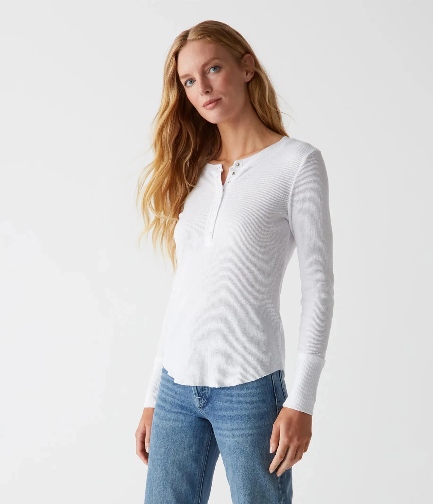 Regan Thermal Henley Tee - White