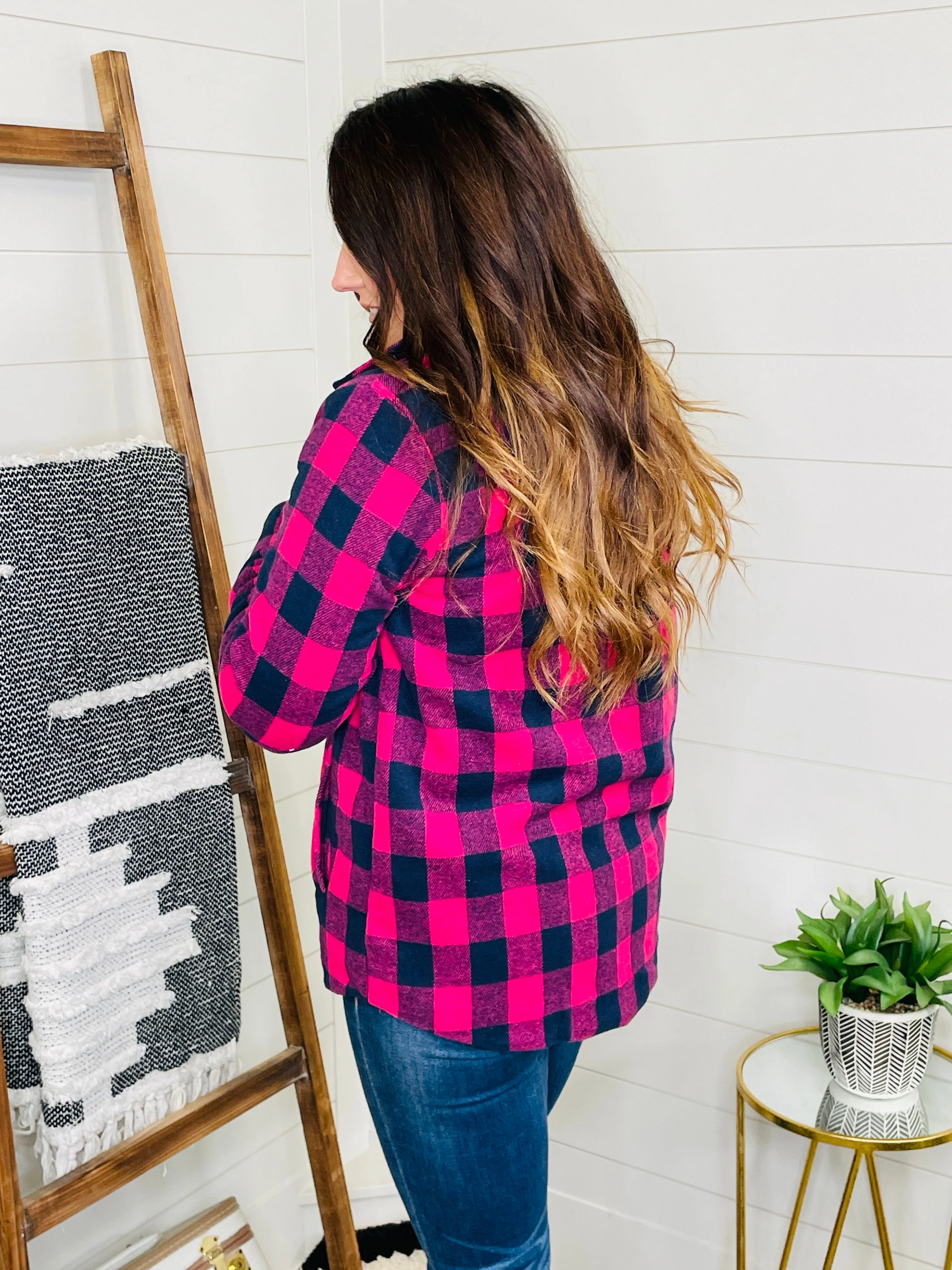 RESTOCKED! Posh Pink Plaid Sherpa Lined Shacket