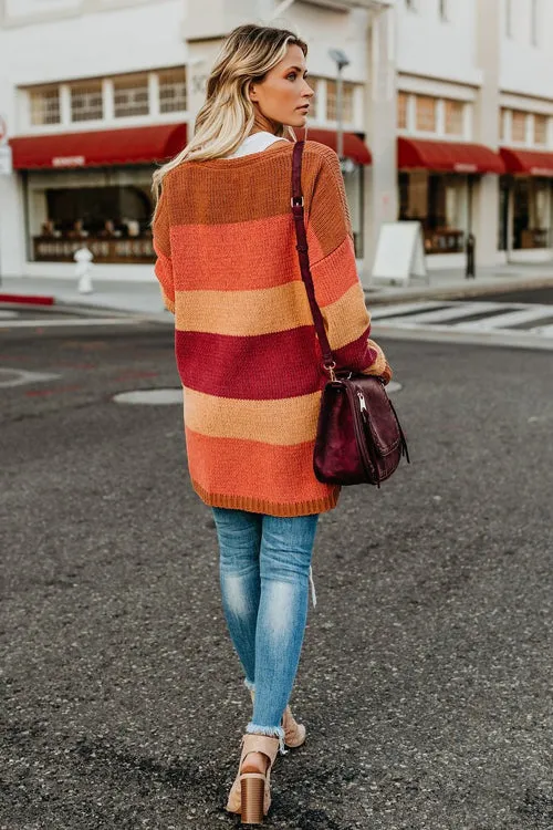 Roman Rusty Orange Stripe Cardigan