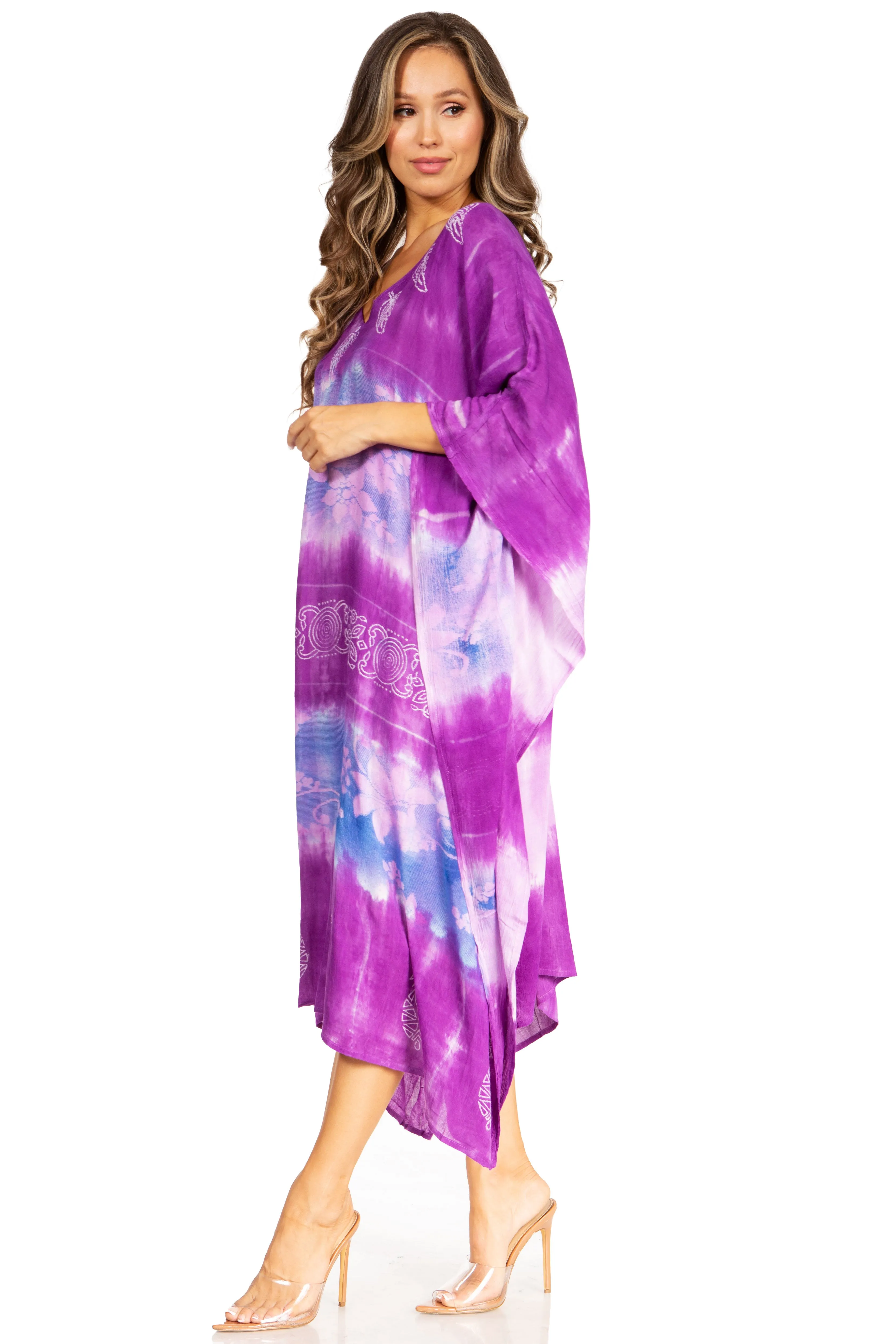 Sakkas Clementine Second Women's Tie Dye Caftan Dress/Cover Up Beach Kaftan Boho