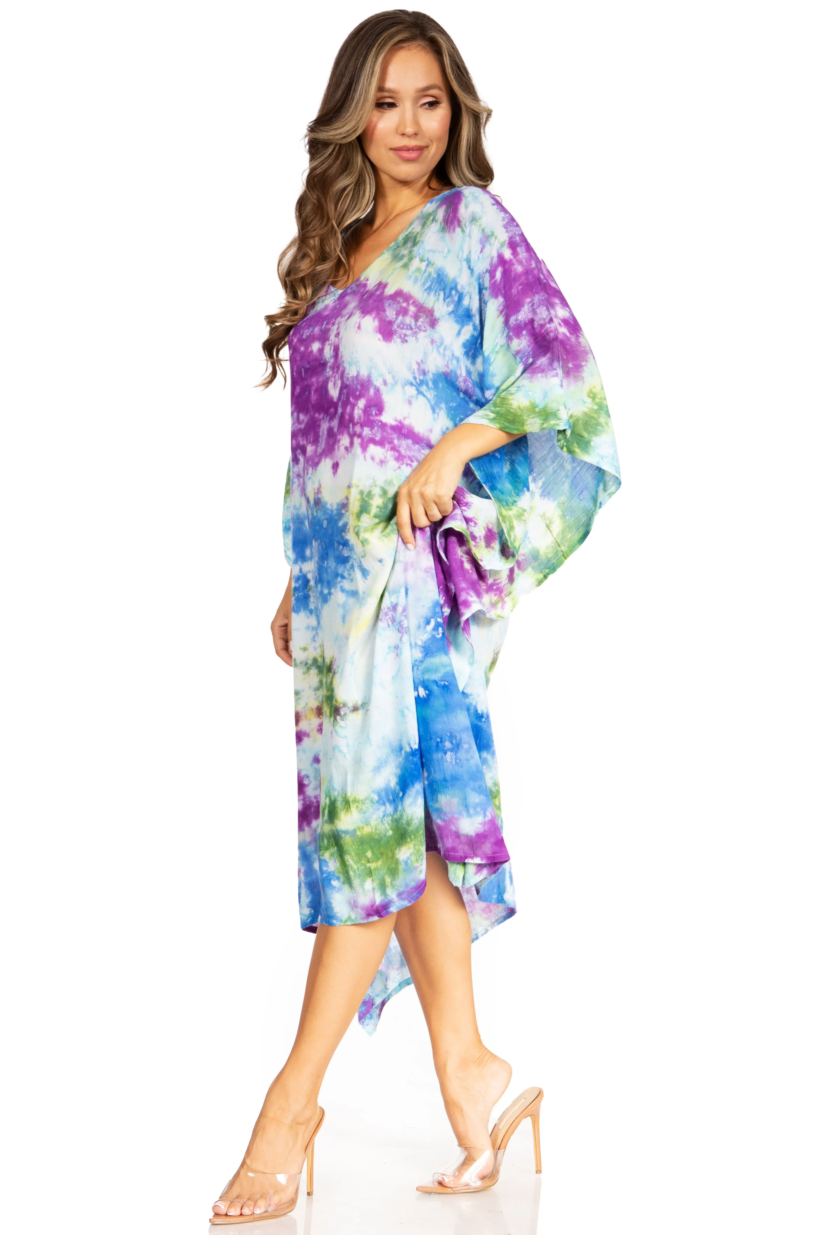 Sakkas Clementine Second Women's Tie Dye Caftan Dress/Cover Up Beach Kaftan Boho