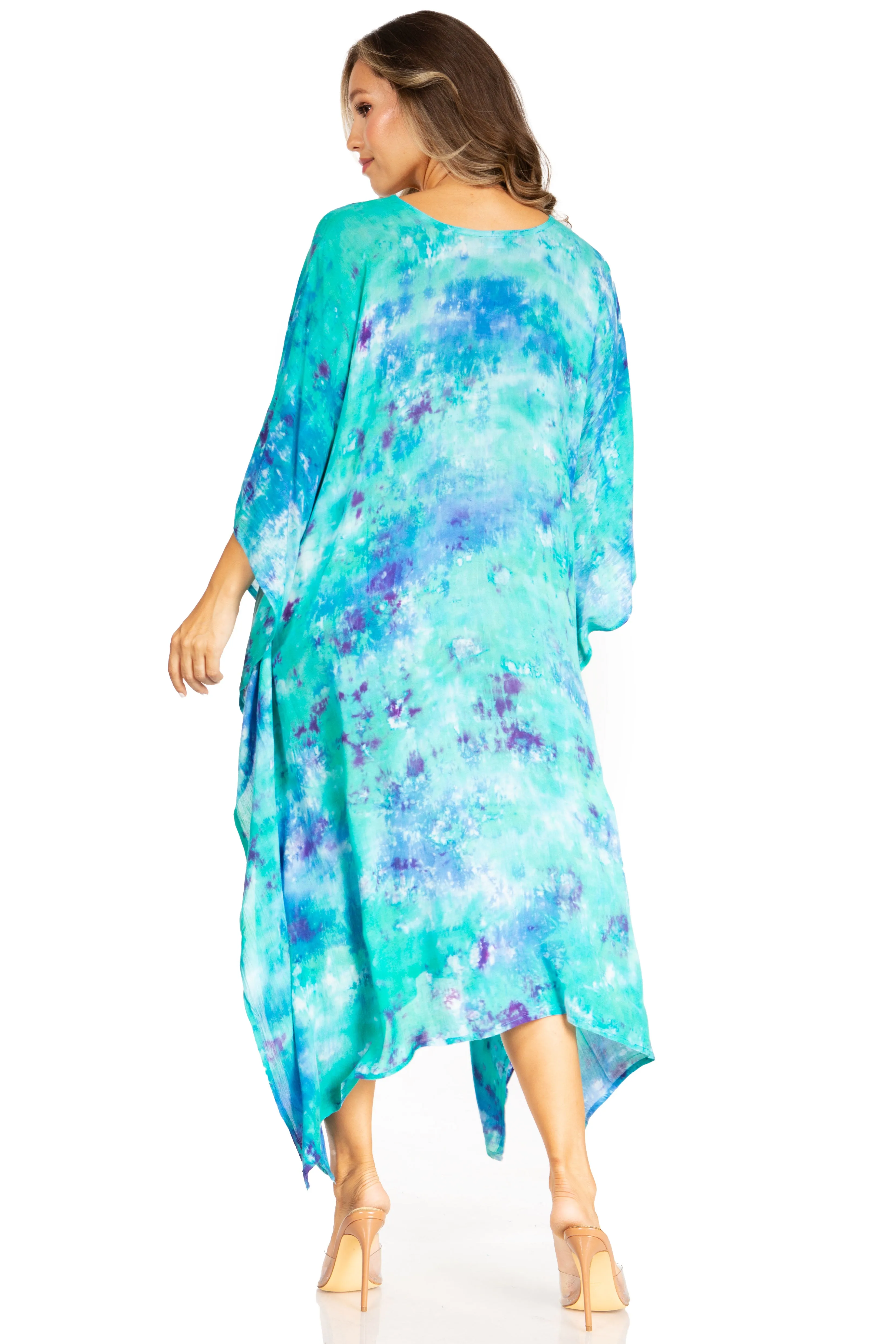 Sakkas Clementine Second Women's Tie Dye Caftan Dress/Cover Up Beach Kaftan Boho