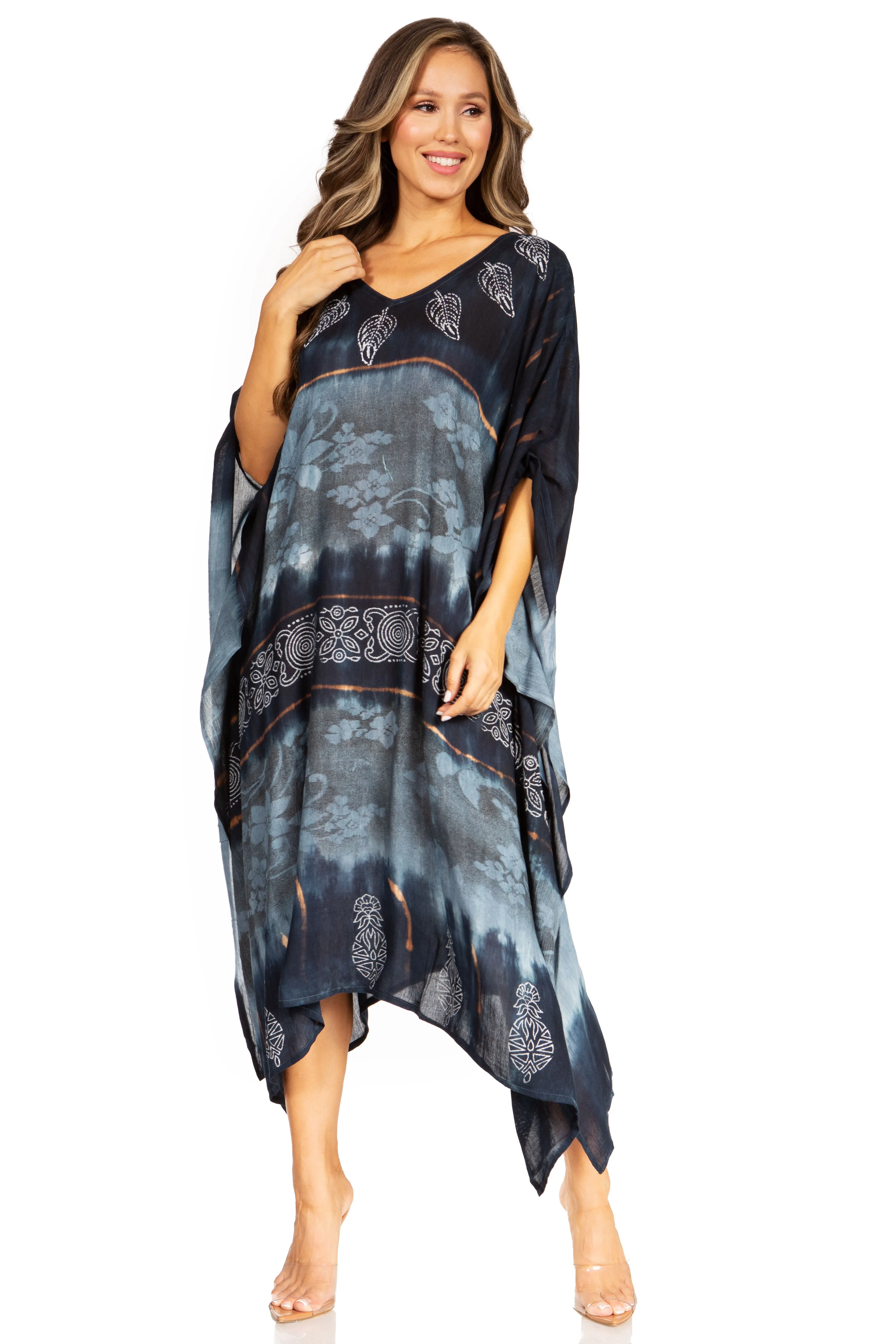 Sakkas Clementine Second Women's Tie Dye Caftan Dress/Cover Up Beach Kaftan Boho