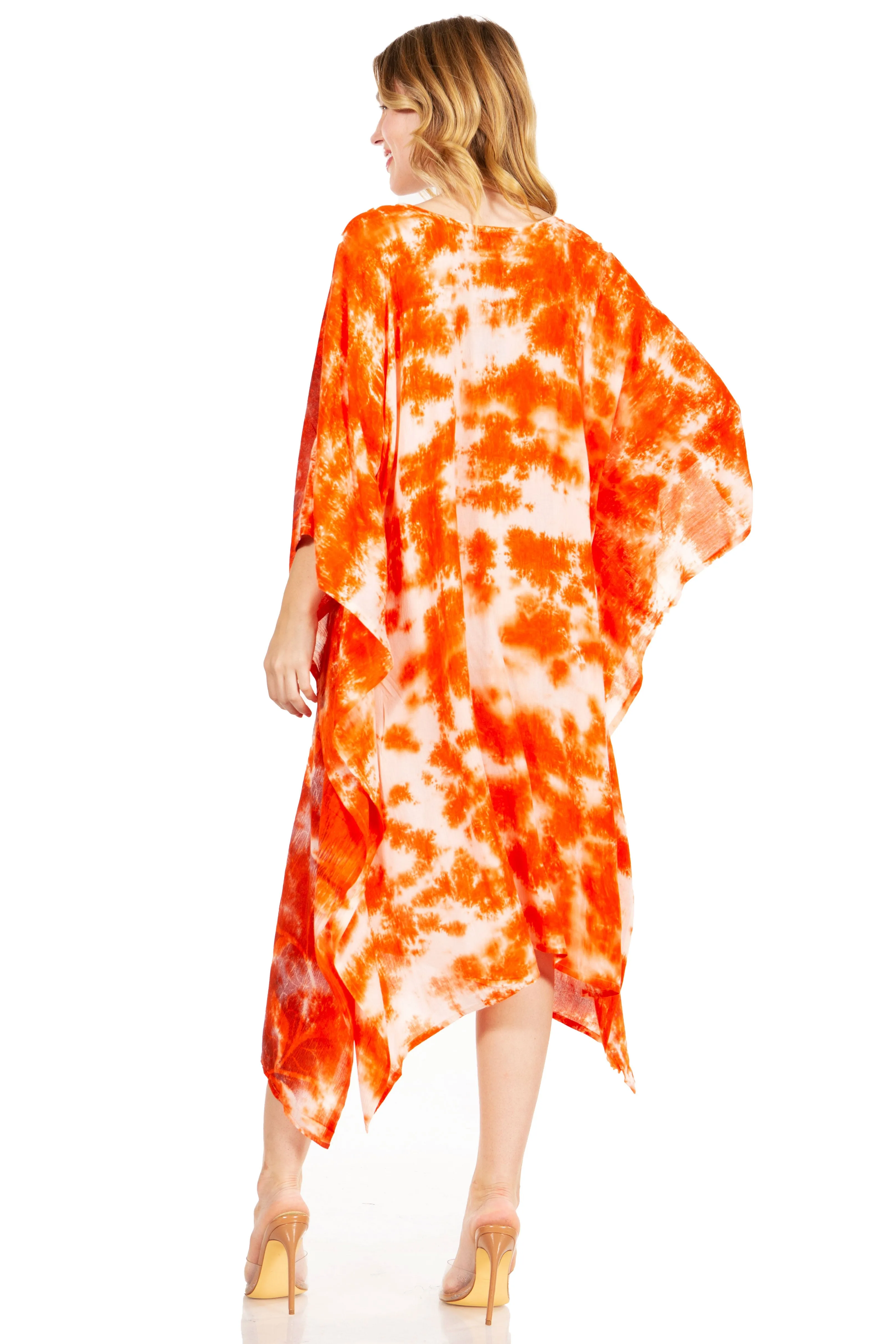 Sakkas Clementine Second Women's Tie Dye Caftan Dress/Cover Up Beach Kaftan Boho