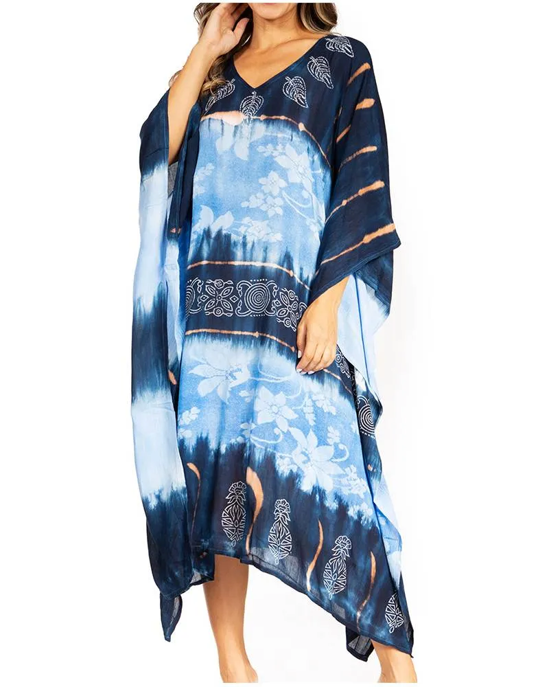 Sakkas Clementine Second Women's Tie Dye Caftan Dress/Cover Up Beach Kaftan Boho