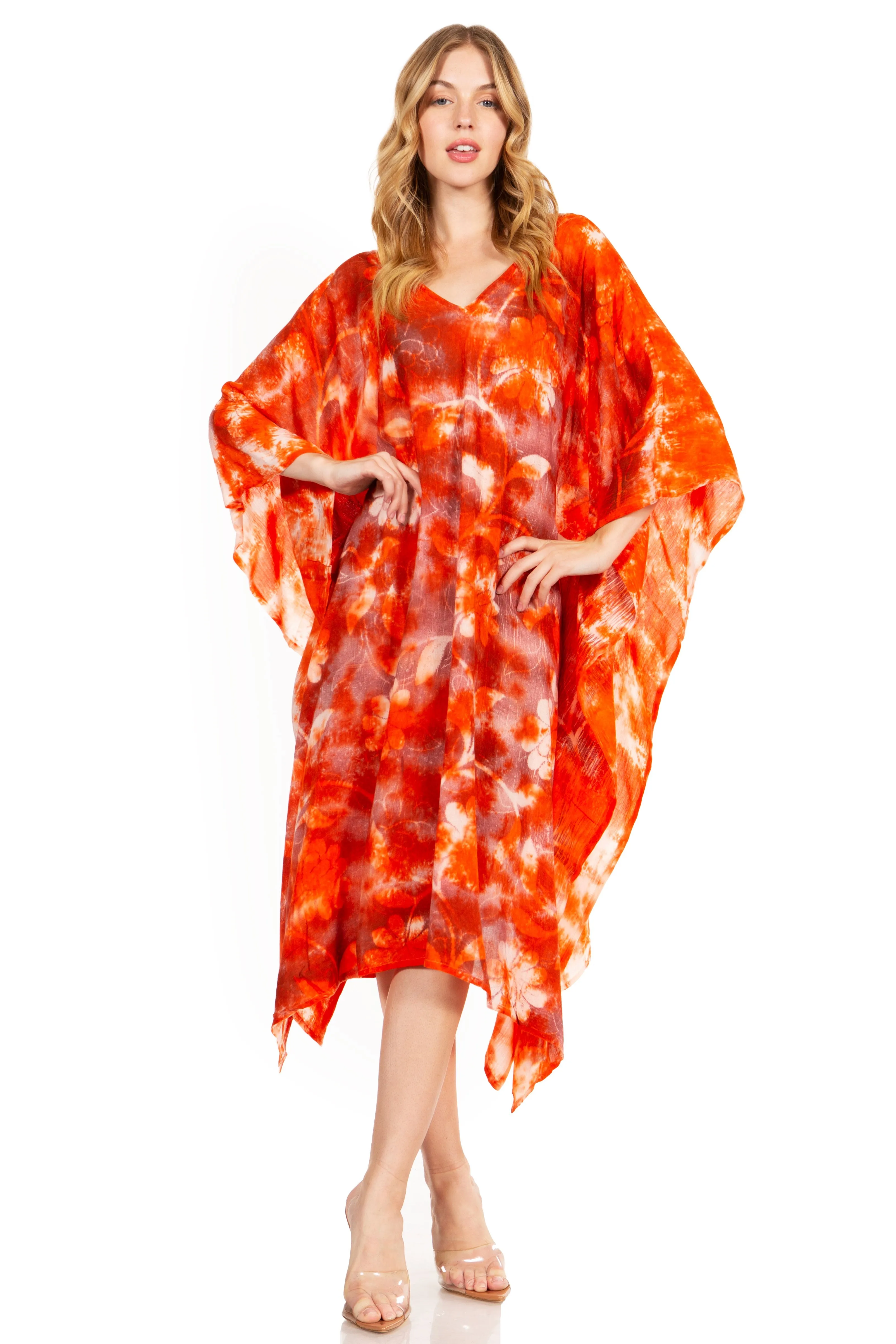 Sakkas Clementine Second Women's Tie Dye Caftan Dress/Cover Up Beach Kaftan Boho