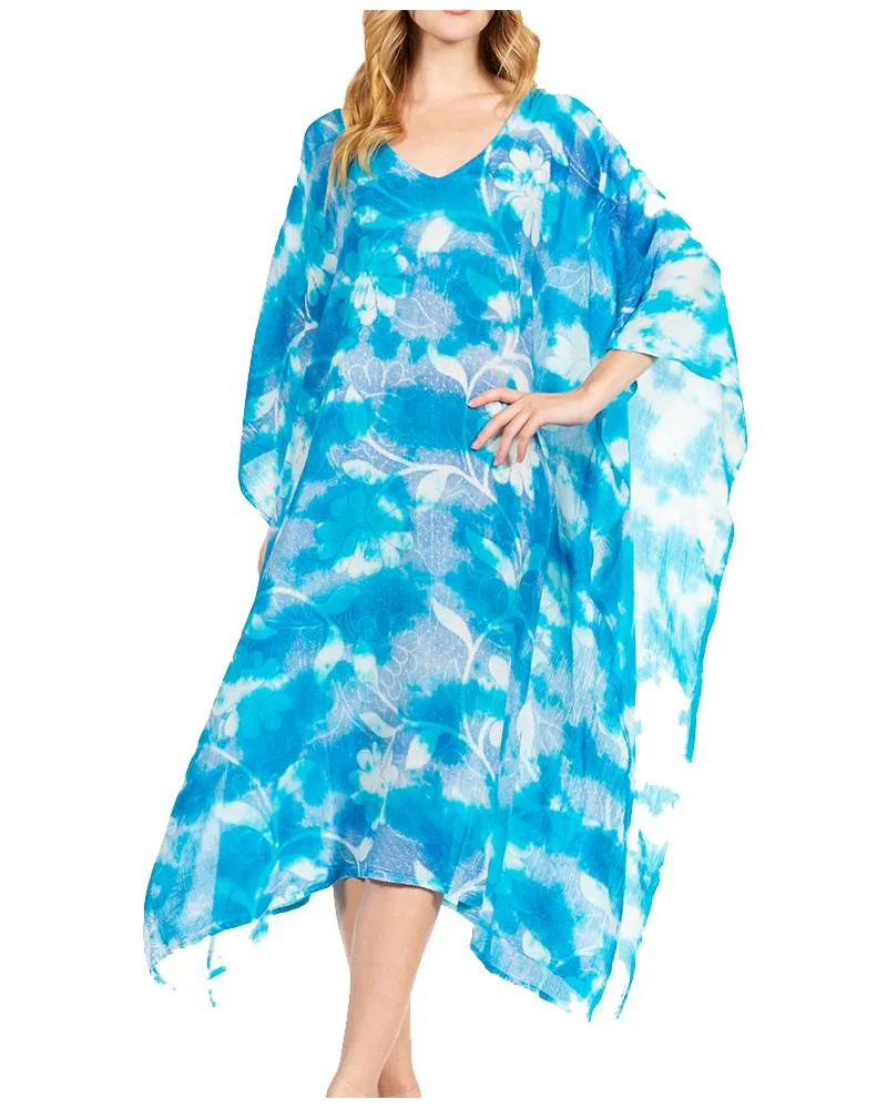 Sakkas Clementine Second Women's Tie Dye Caftan Dress/Cover Up Beach Kaftan Boho