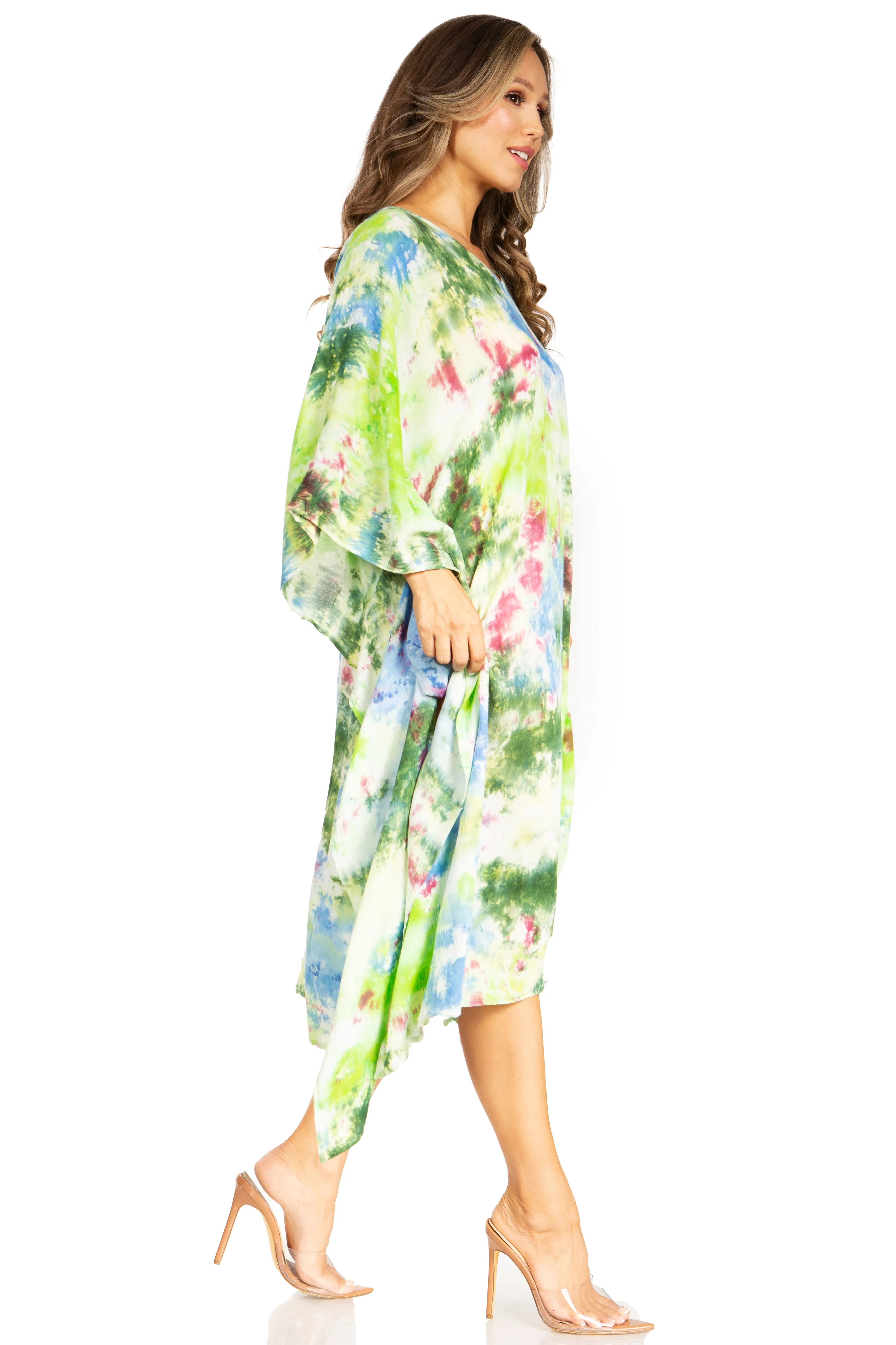 Sakkas Clementine Second Women's Tie Dye Caftan Dress/Cover Up Beach Kaftan Boho