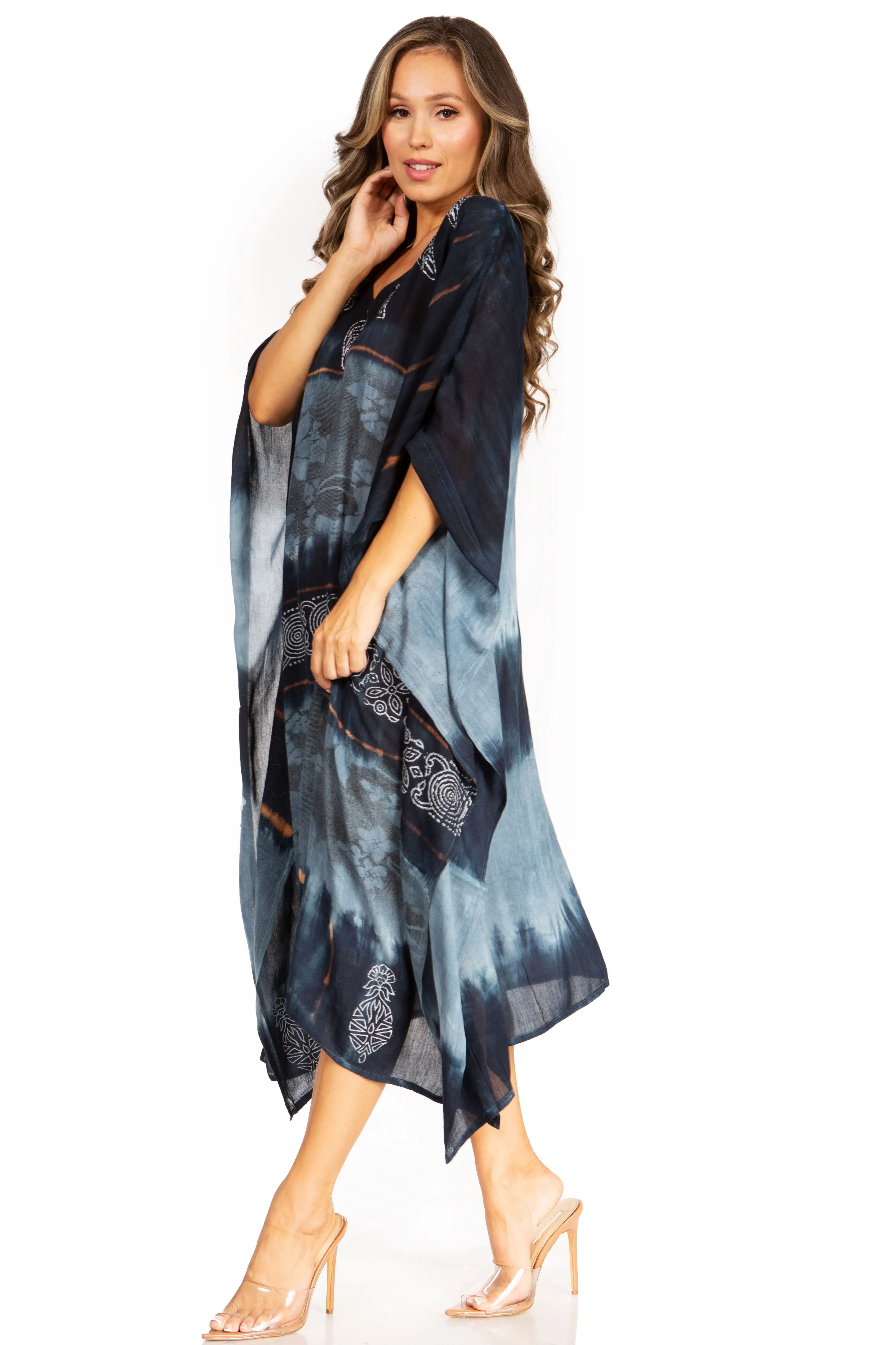 Sakkas Clementine Second Women's Tie Dye Caftan Dress/Cover Up Beach Kaftan Boho