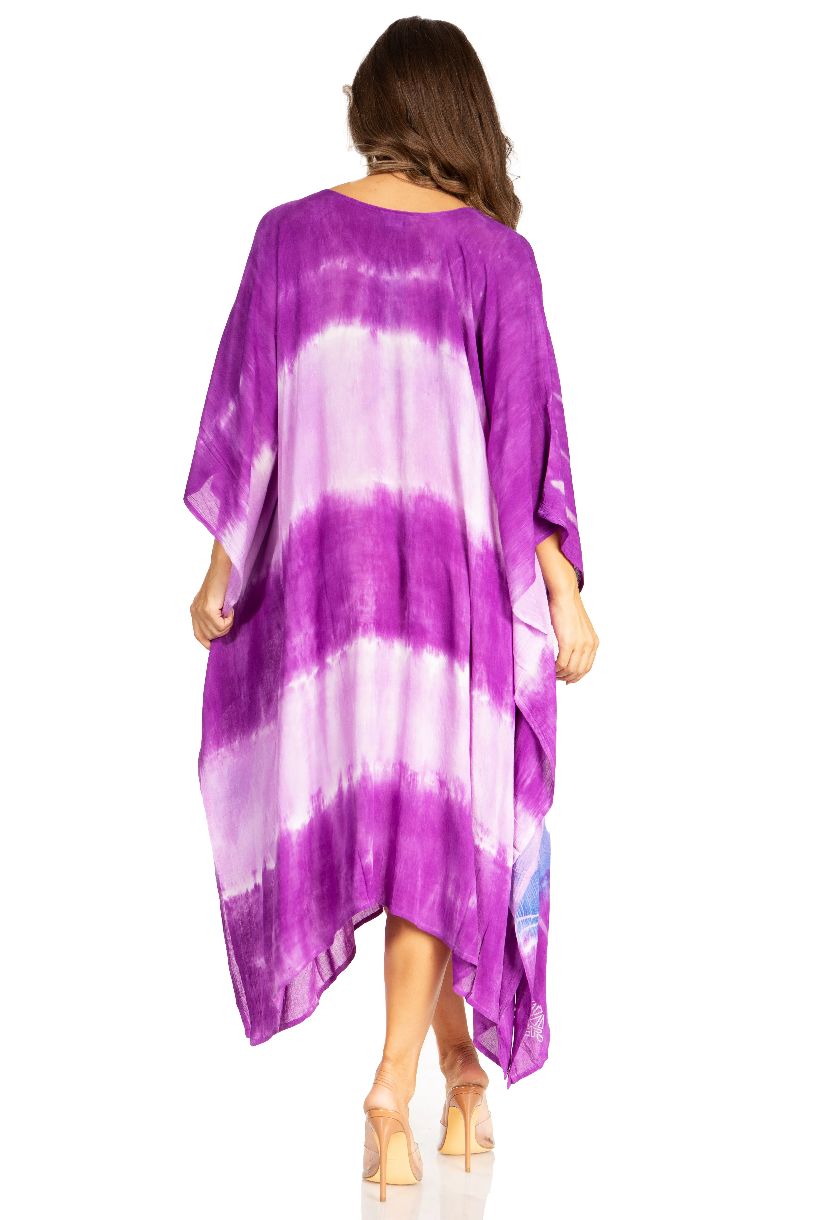 Sakkas Clementine Second Women's Tie Dye Caftan Dress/Cover Up Beach Kaftan Boho