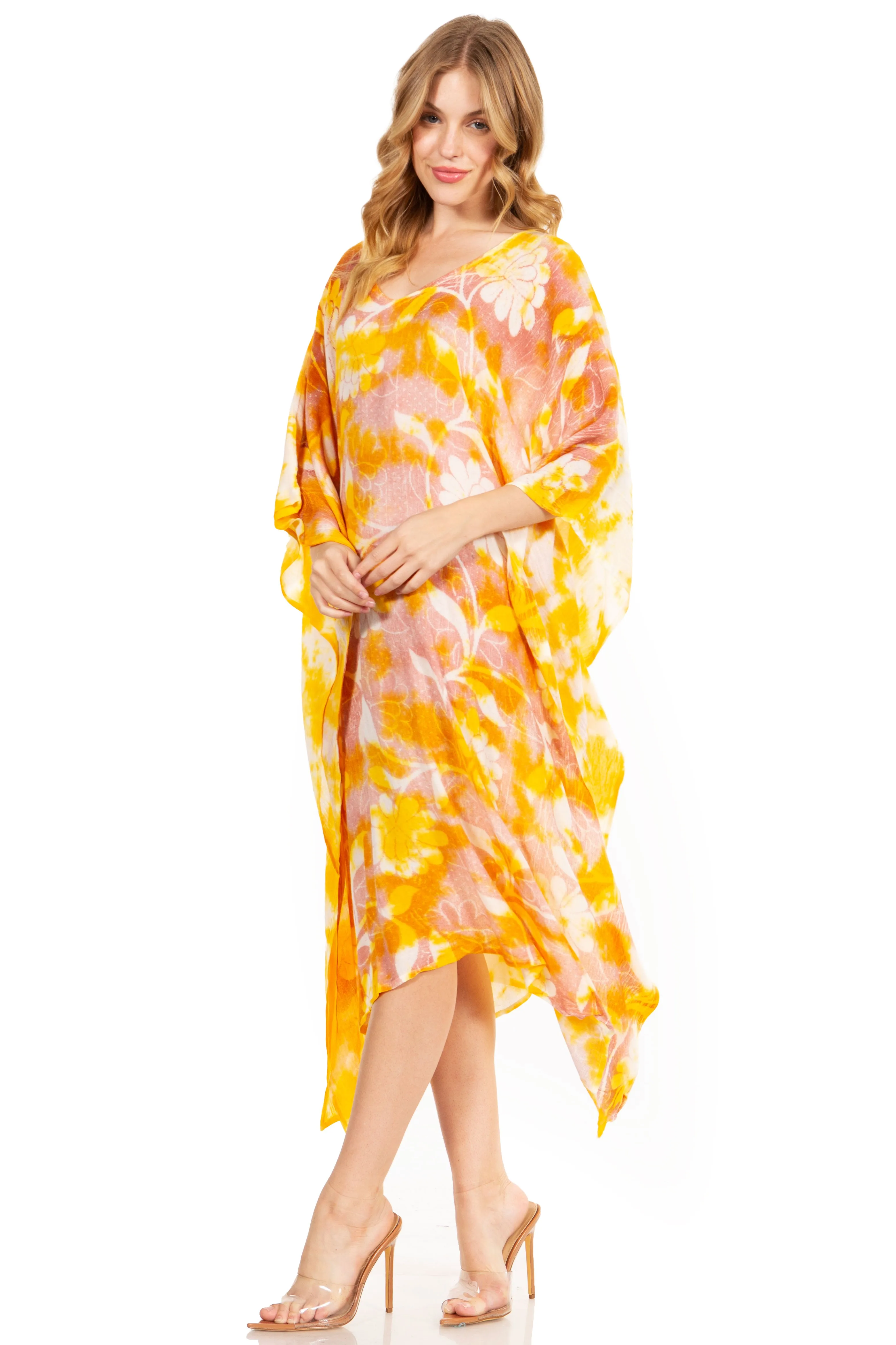 Sakkas Clementine Second Women's Tie Dye Caftan Dress/Cover Up Beach Kaftan Boho