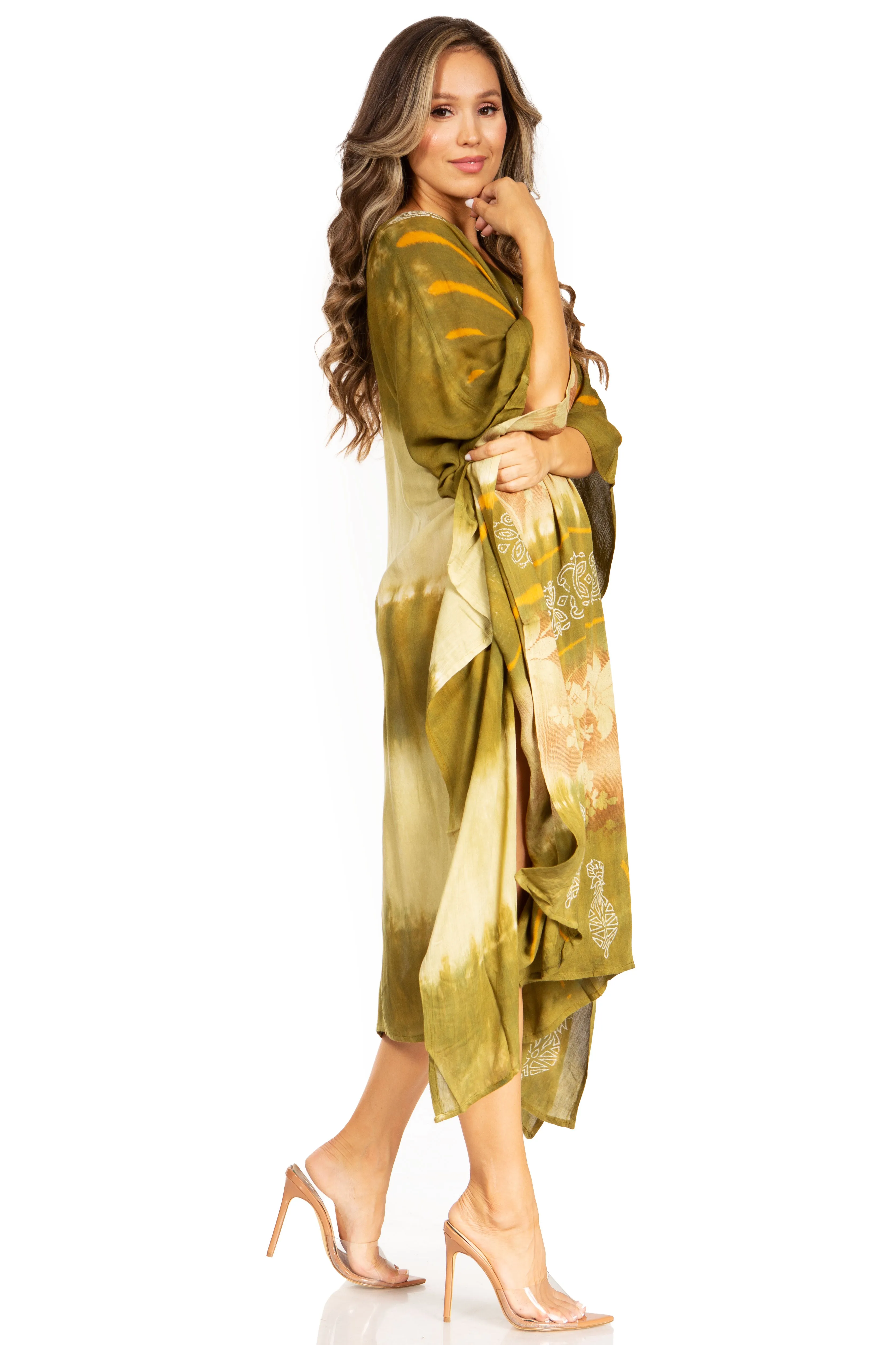 Sakkas Clementine Second Women's Tie Dye Caftan Dress/Cover Up Beach Kaftan Boho