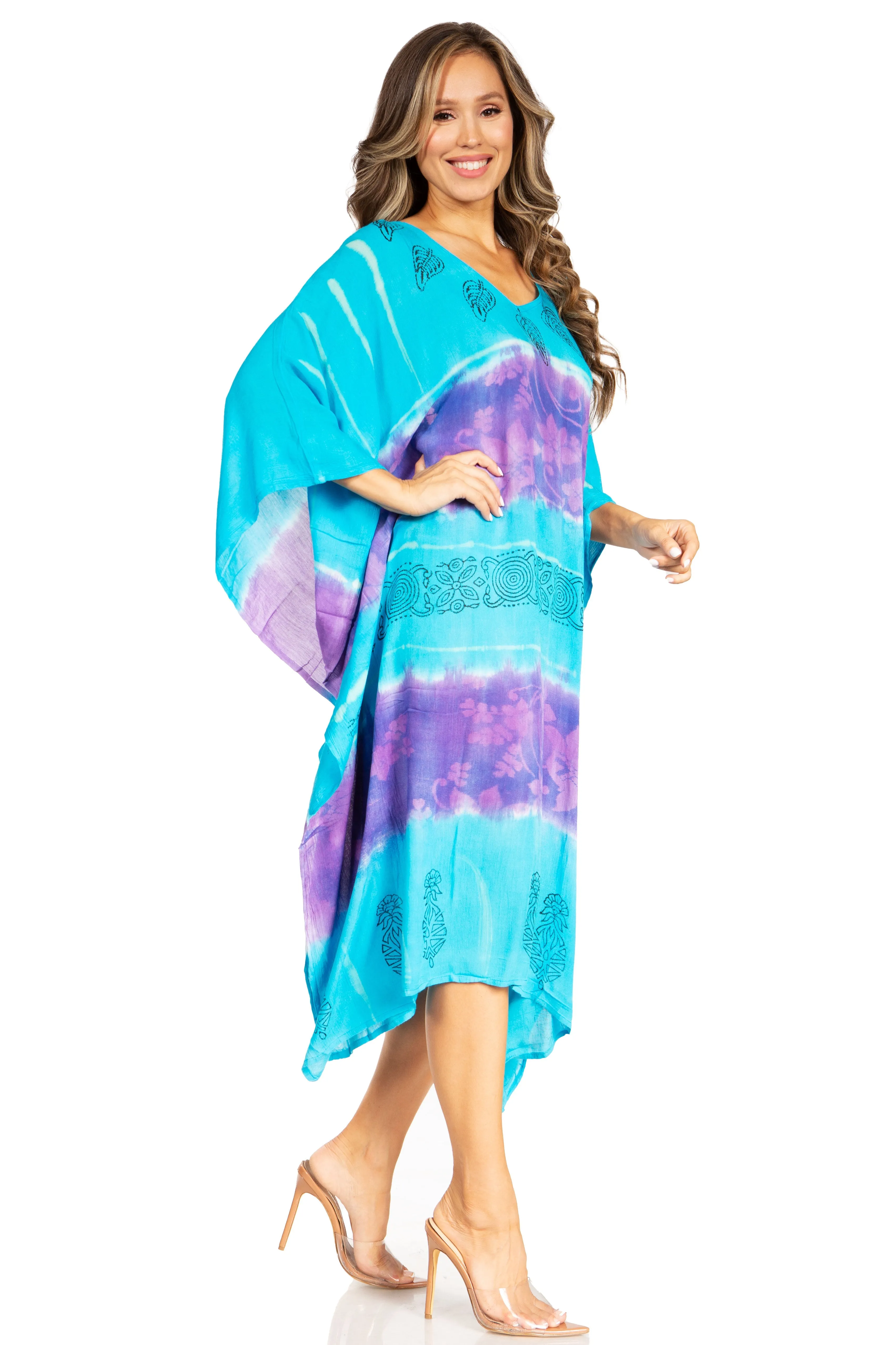 Sakkas Clementine Second Women's Tie Dye Caftan Dress/Cover Up Beach Kaftan Boho