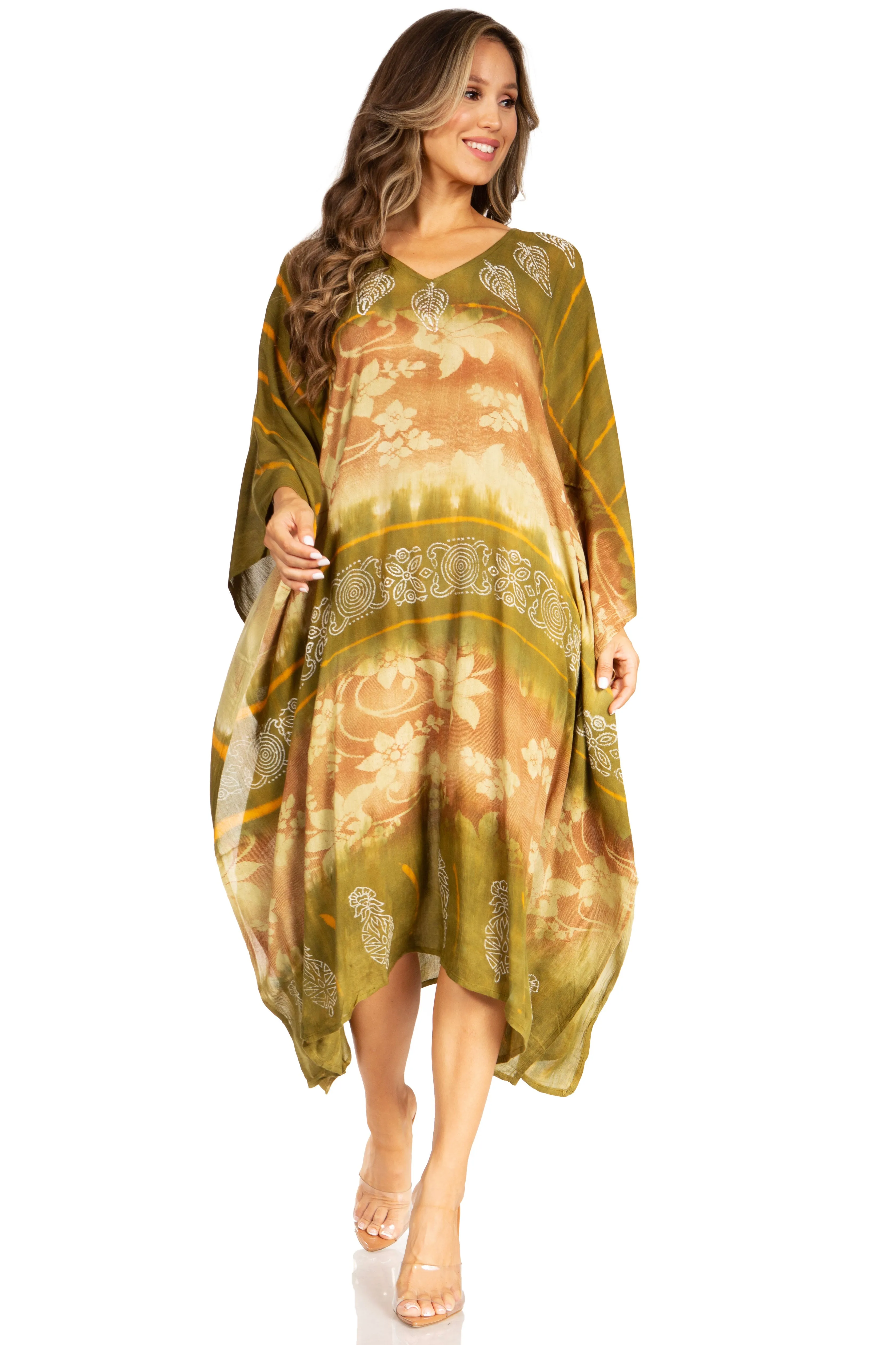 Sakkas Clementine Second Women's Tie Dye Caftan Dress/Cover Up Beach Kaftan Boho