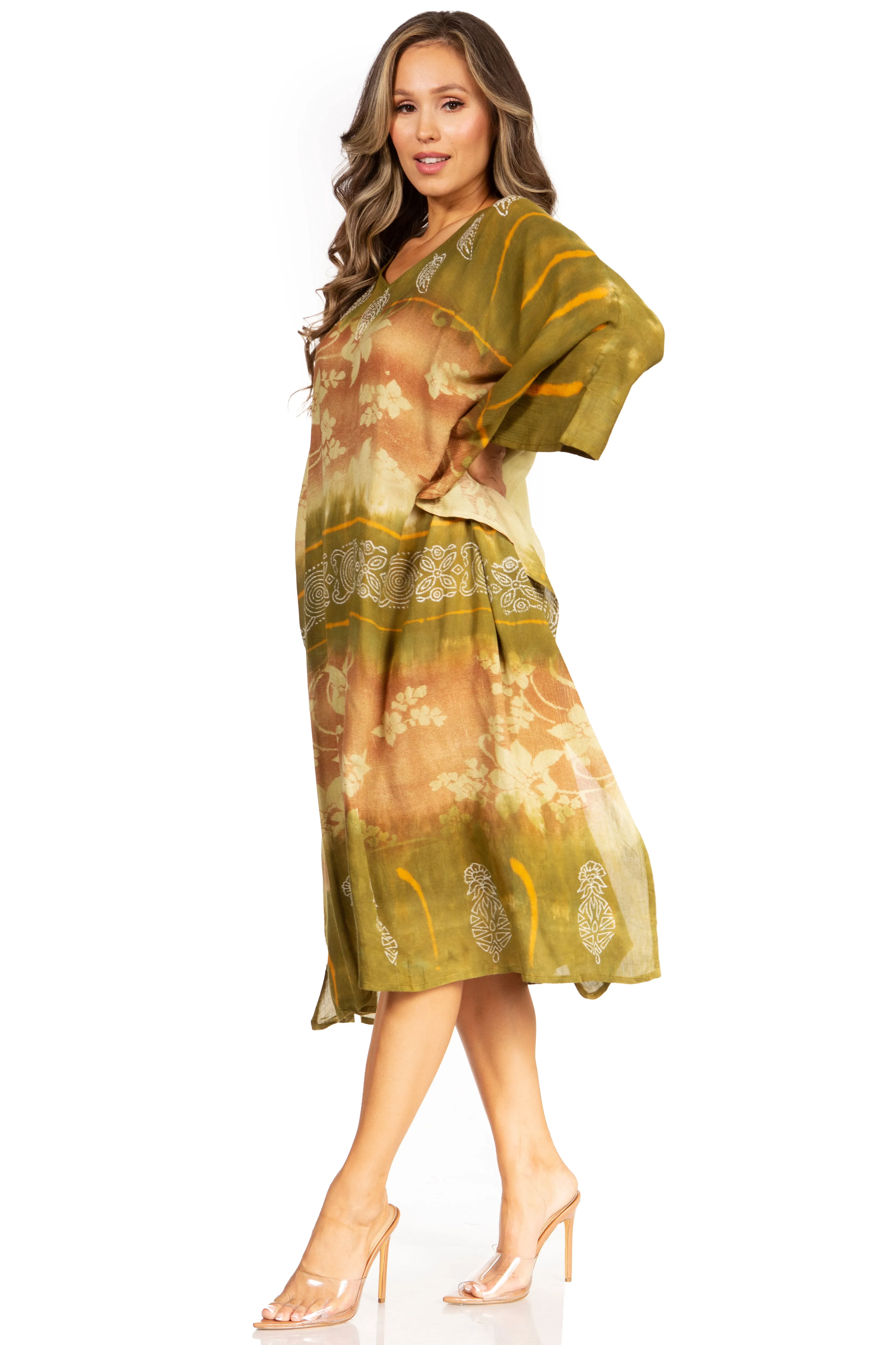 Sakkas Clementine Second Women's Tie Dye Caftan Dress/Cover Up Beach Kaftan Boho