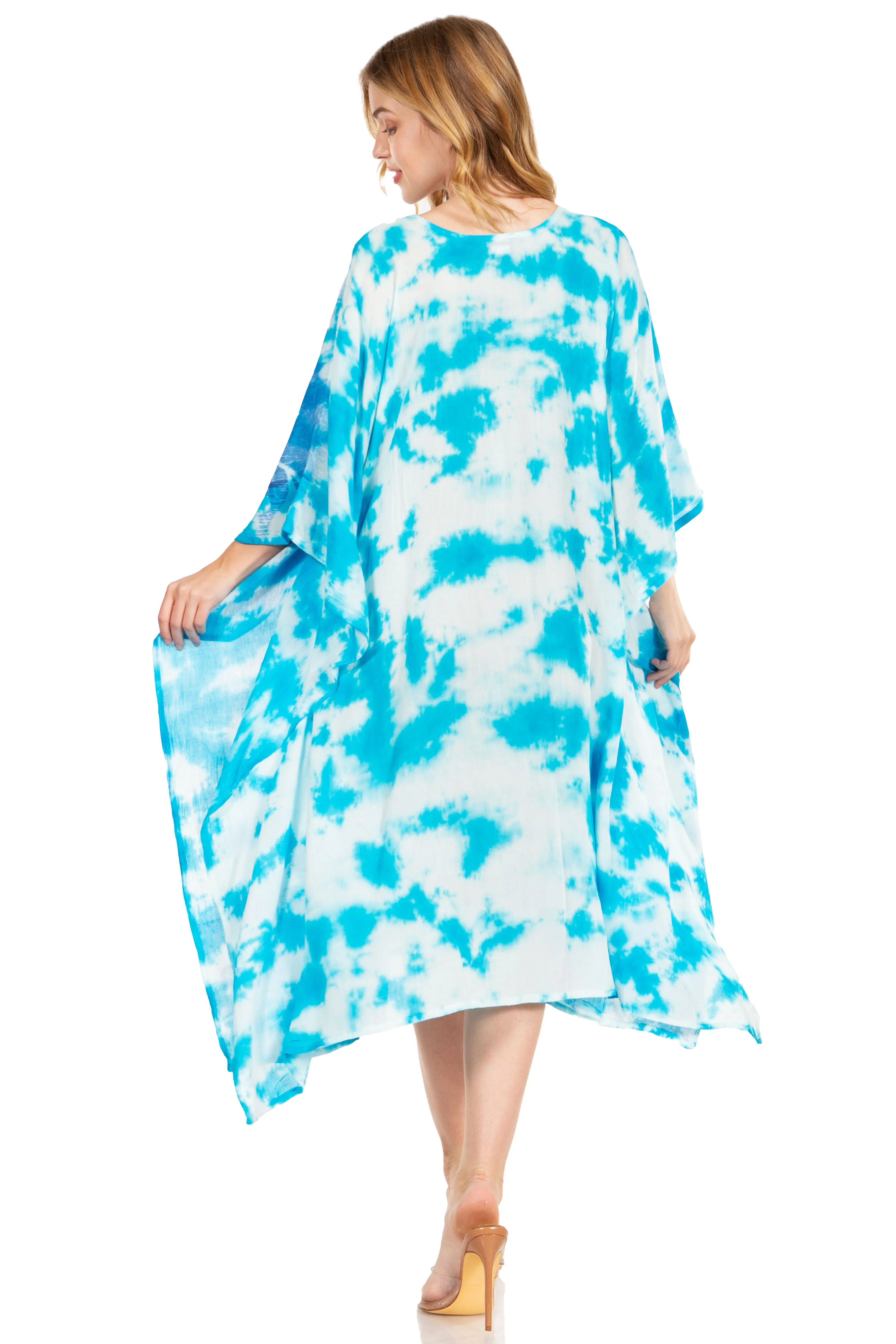 Sakkas Clementine Second Women's Tie Dye Caftan Dress/Cover Up Beach Kaftan Boho