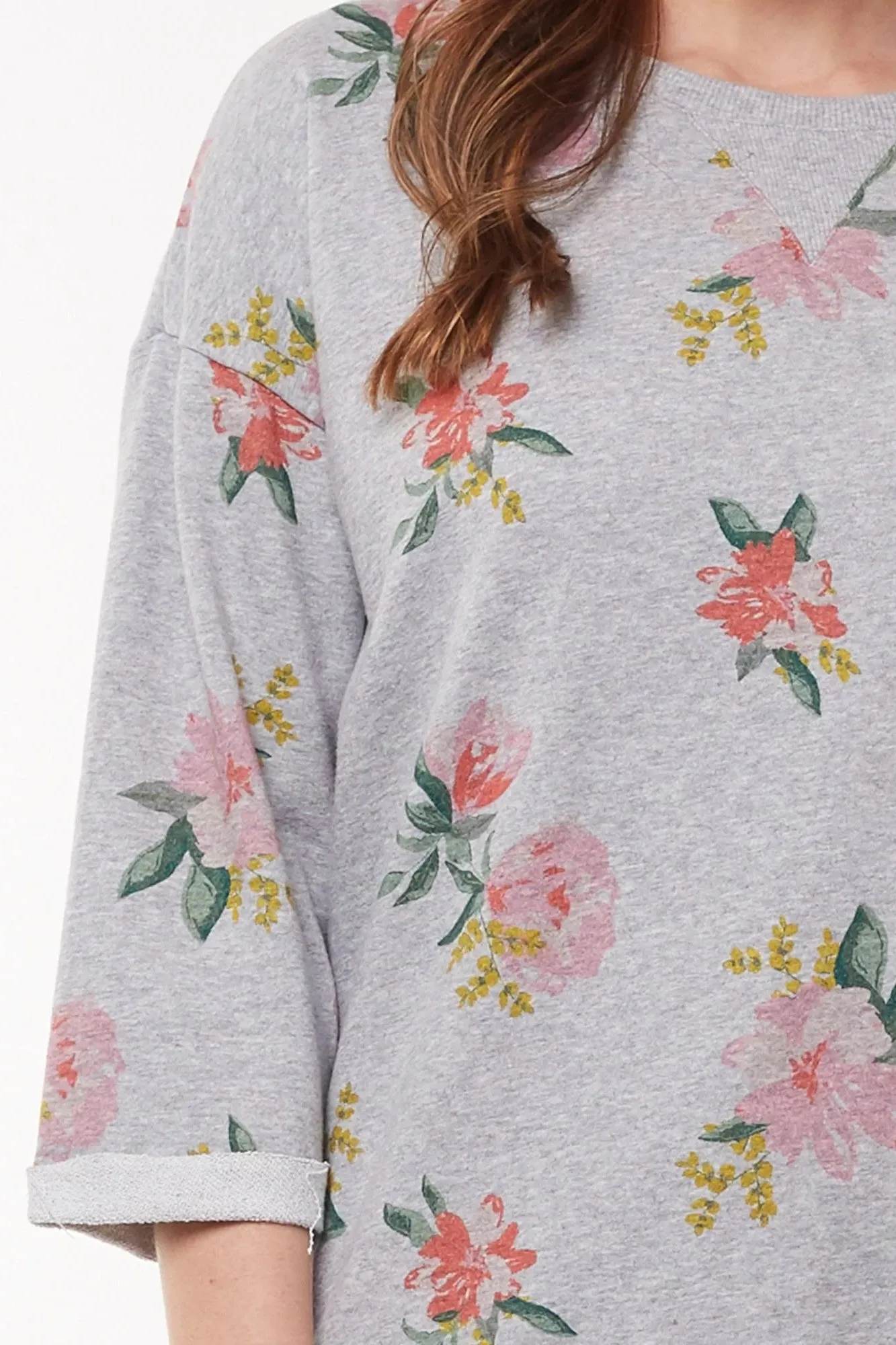 Secret Garden Fleece Crew in Grey Marle