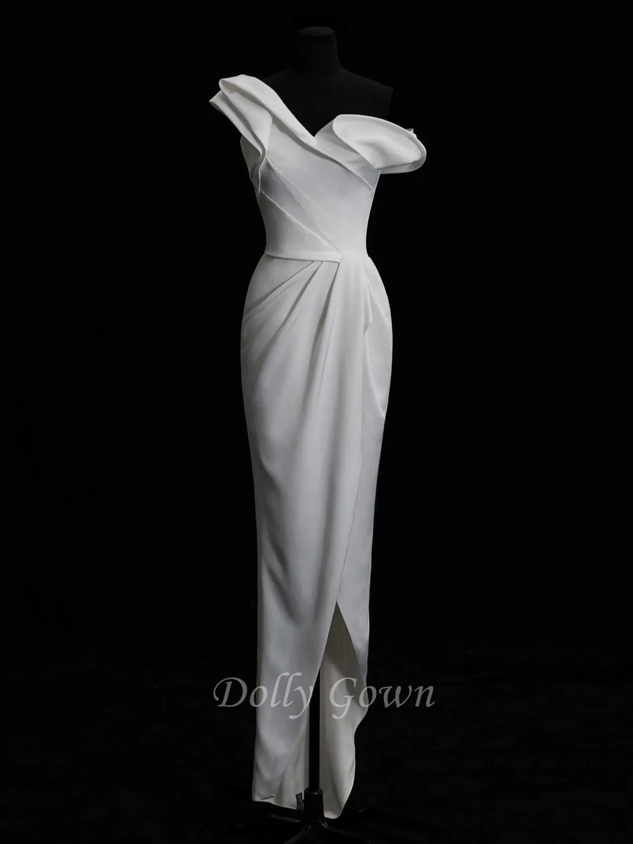 Sheath Simple One Shoulder Silk Bridal Dress