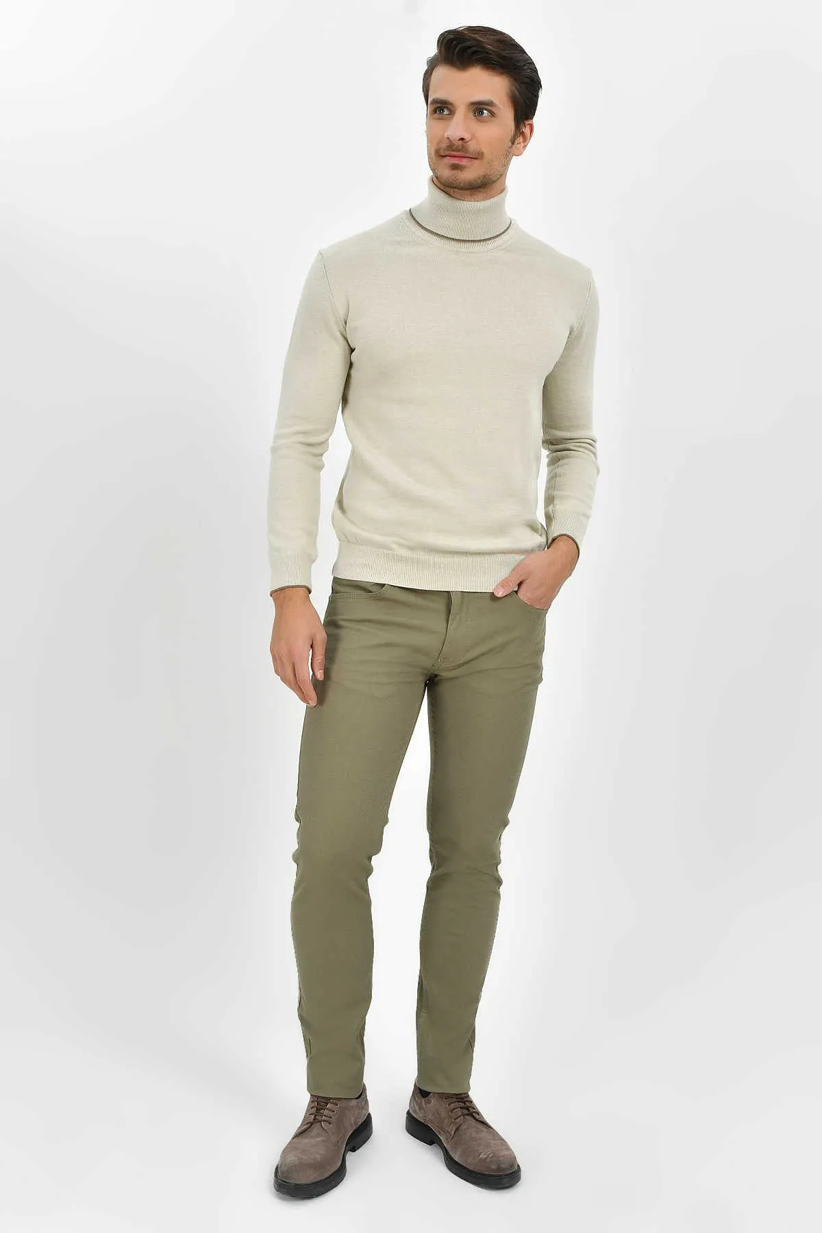 Slim Fit 5 Pocket Khaki Cotton Casual Pants