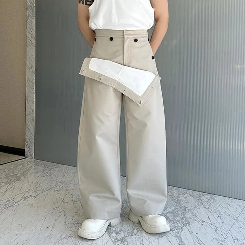 Solid Casual Double-layer Straight Pants