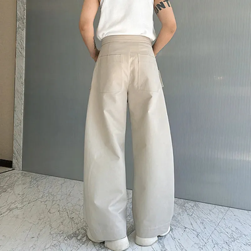 Solid Casual Double-layer Straight Pants